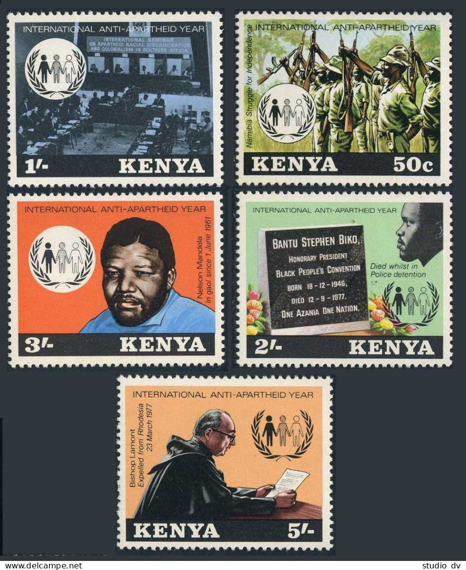 Kenya 132-136 Gutter, MNH. Mi 130-134. Anti-Apartheid Year 1978. Nelson Mandela. - Kenya (1963-...)