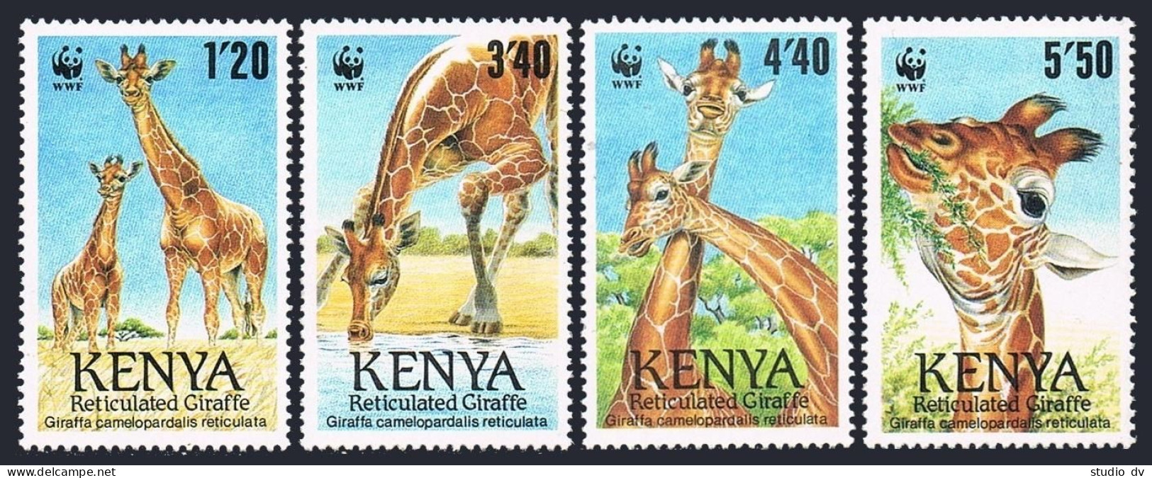 Kenya 491-494,MNH.Michel 481-484. WWF 1989.Giraffes. - Kenya (1963-...)