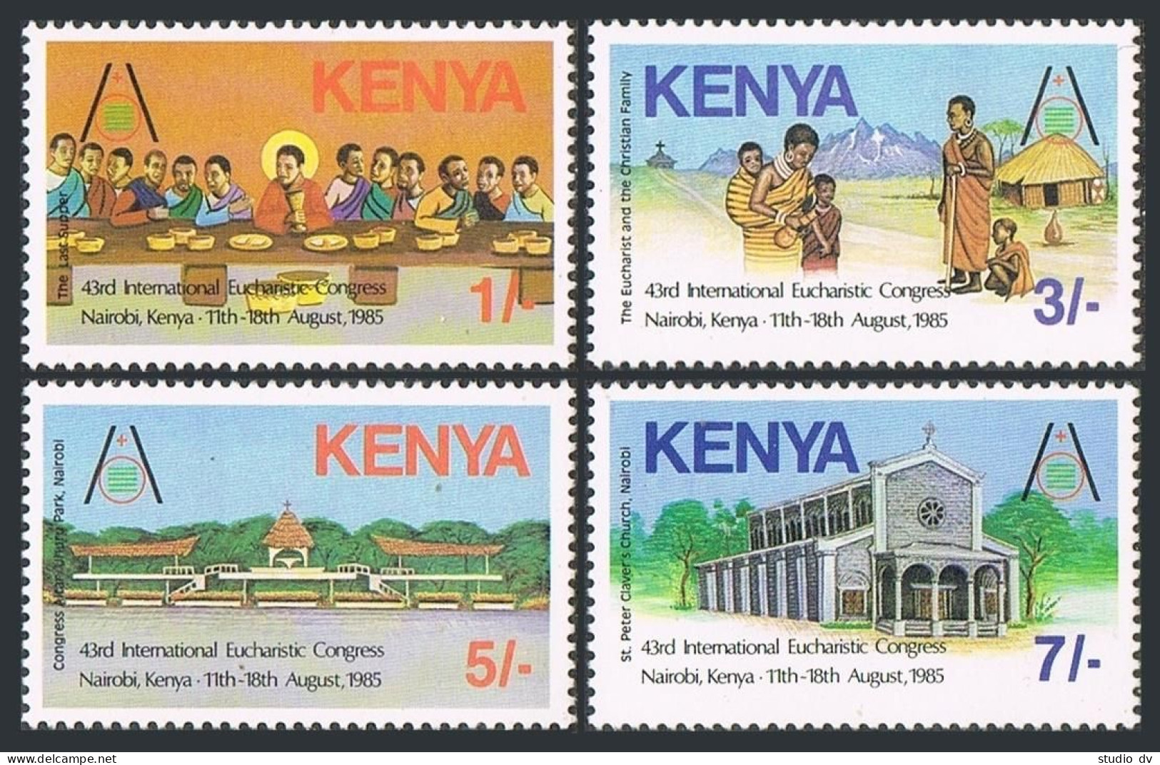 Kenya 345-349,MNH.Mi 343-346,Bl.25. Eucharistic Congress,1985.Pope John Paul II. - Kenya (1963-...)