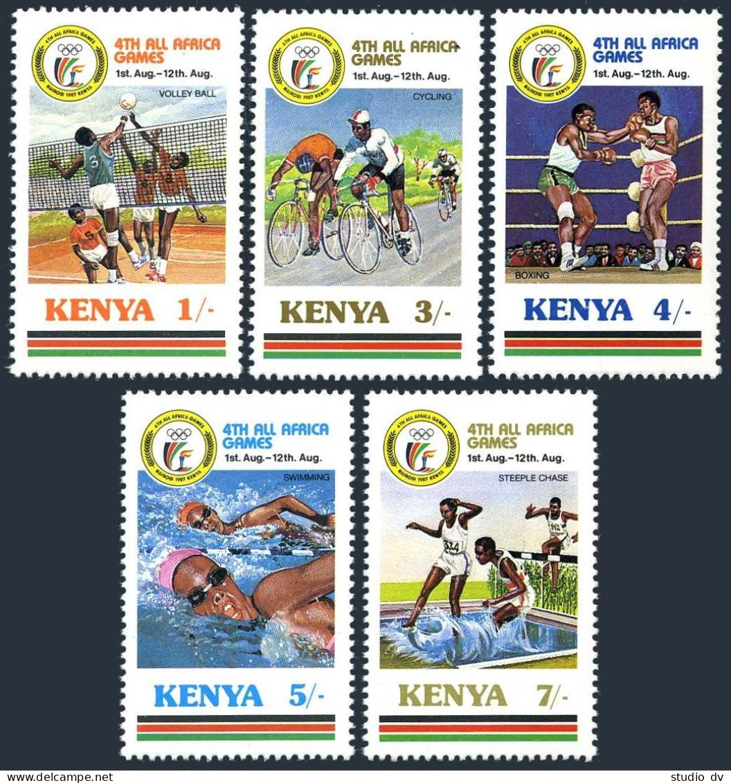 Kenya 414-418,419, MNH. Mi 404-408,Bl.32. 4th All Africa Games,1987. Volleyball, - Kenya (1963-...)