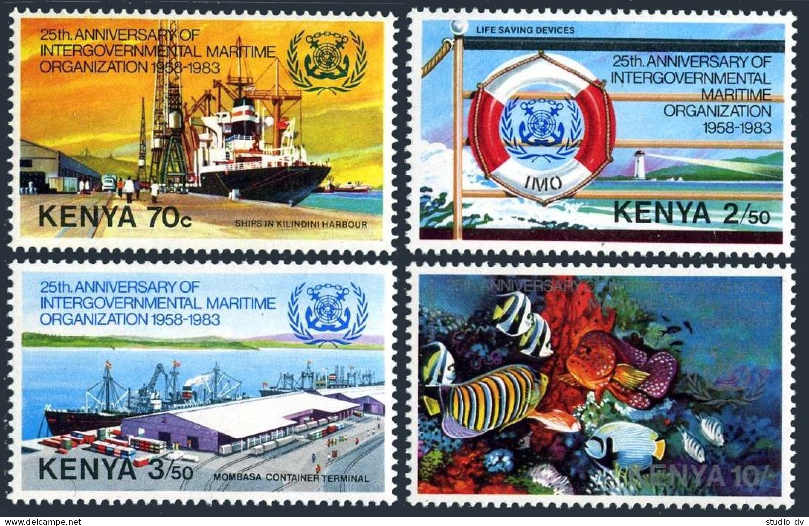 Kenya 270-273,MNH.Michel 267-270. Maritime Organization IMO,25th Ann.1983.Fish. - Kenya (1963-...)