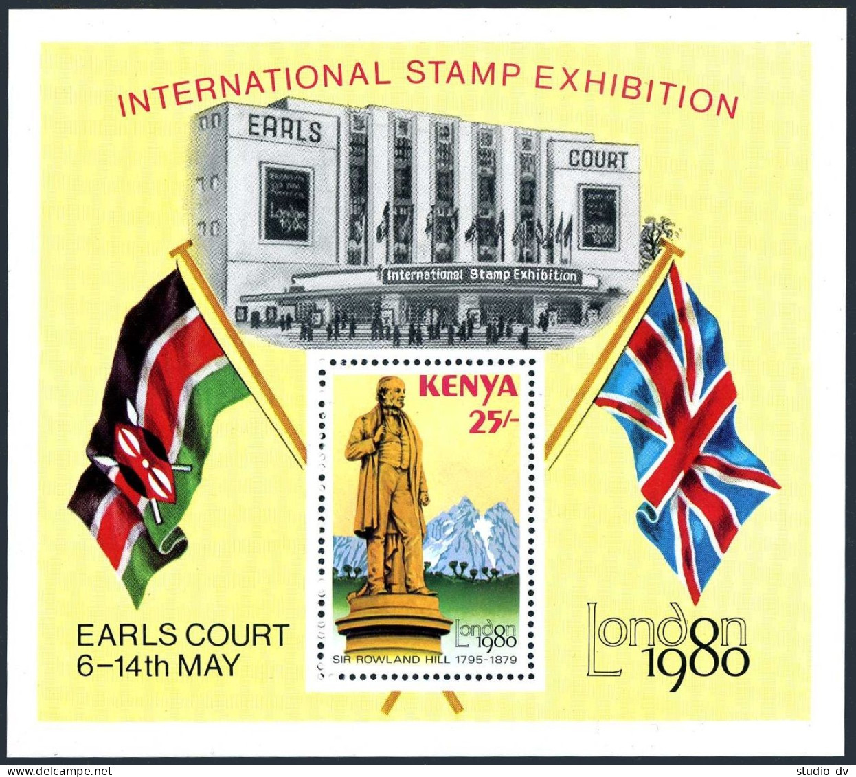 Kenya 166,166a,MNH.Michel 164,Bl.14. LONDON-1980. Sir Rowland Hill Statue.Flags. - Kenya (1963-...)