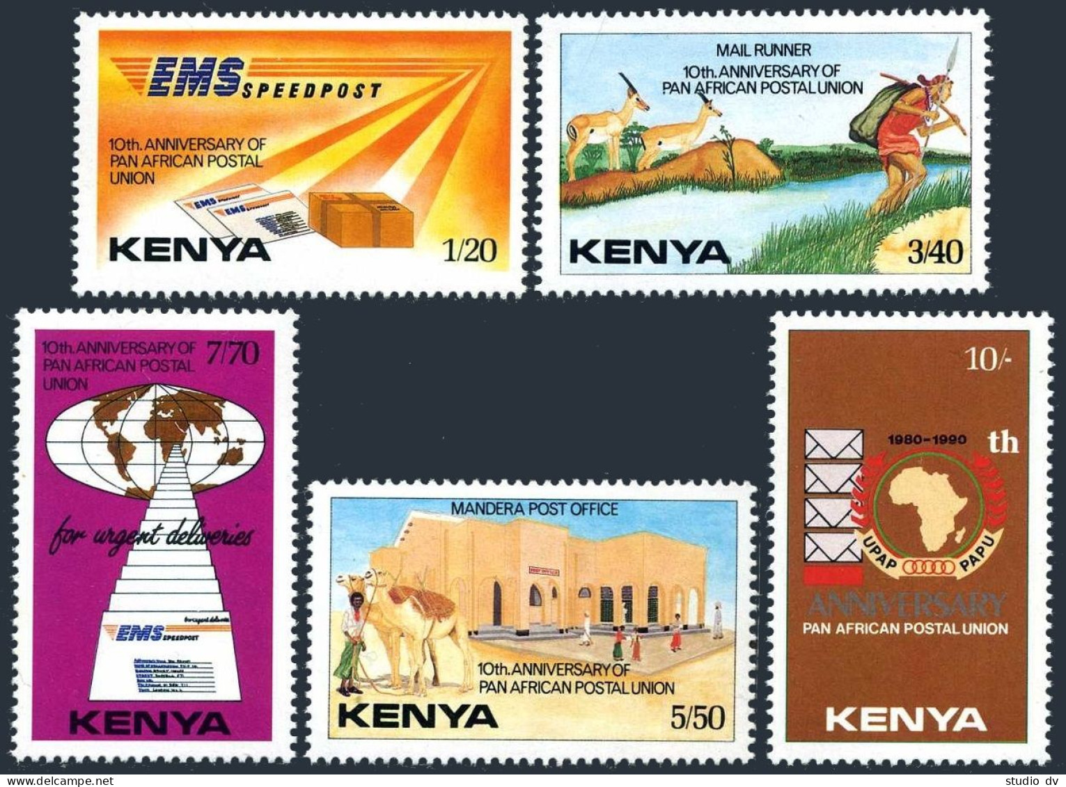 Kenya 510-514,MNH.Michel 500-504. Pan-African Postal Union UPAP,10,1990.Animals. - Kenia (1963-...)