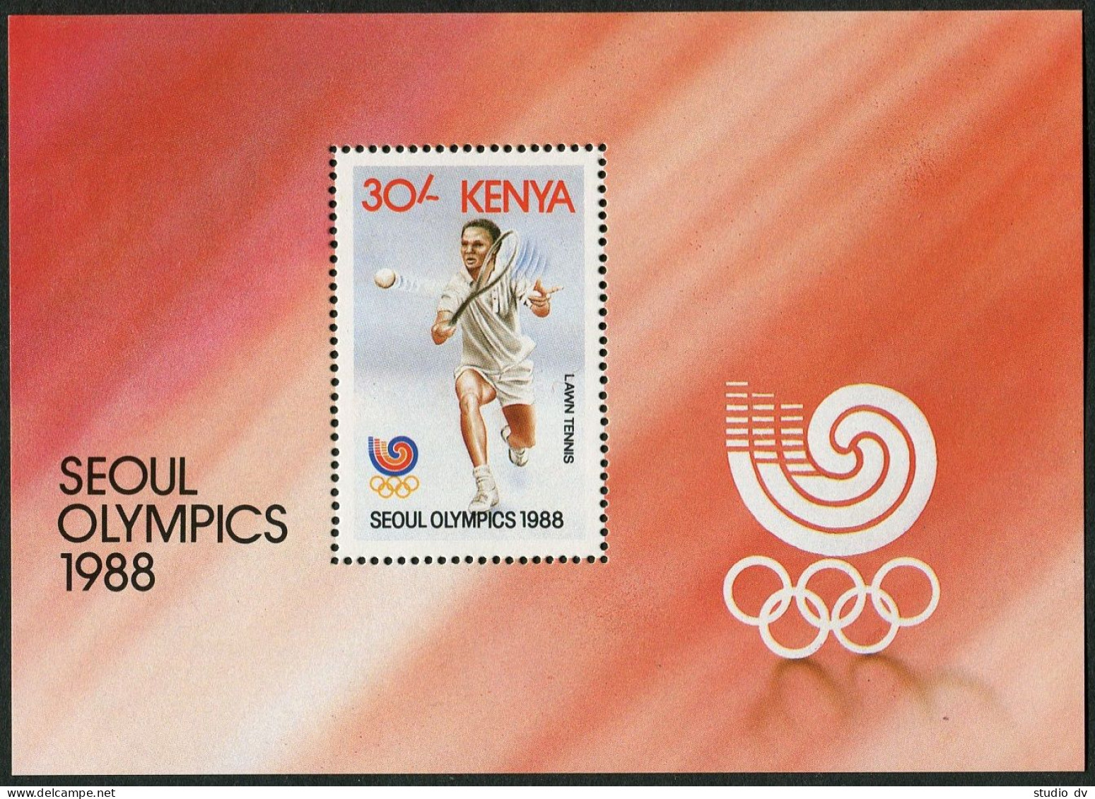 Kenya 462, MNH. Michel Bl.34. Olympics Seoul-1988. Tennis. - Kenia (1963-...)