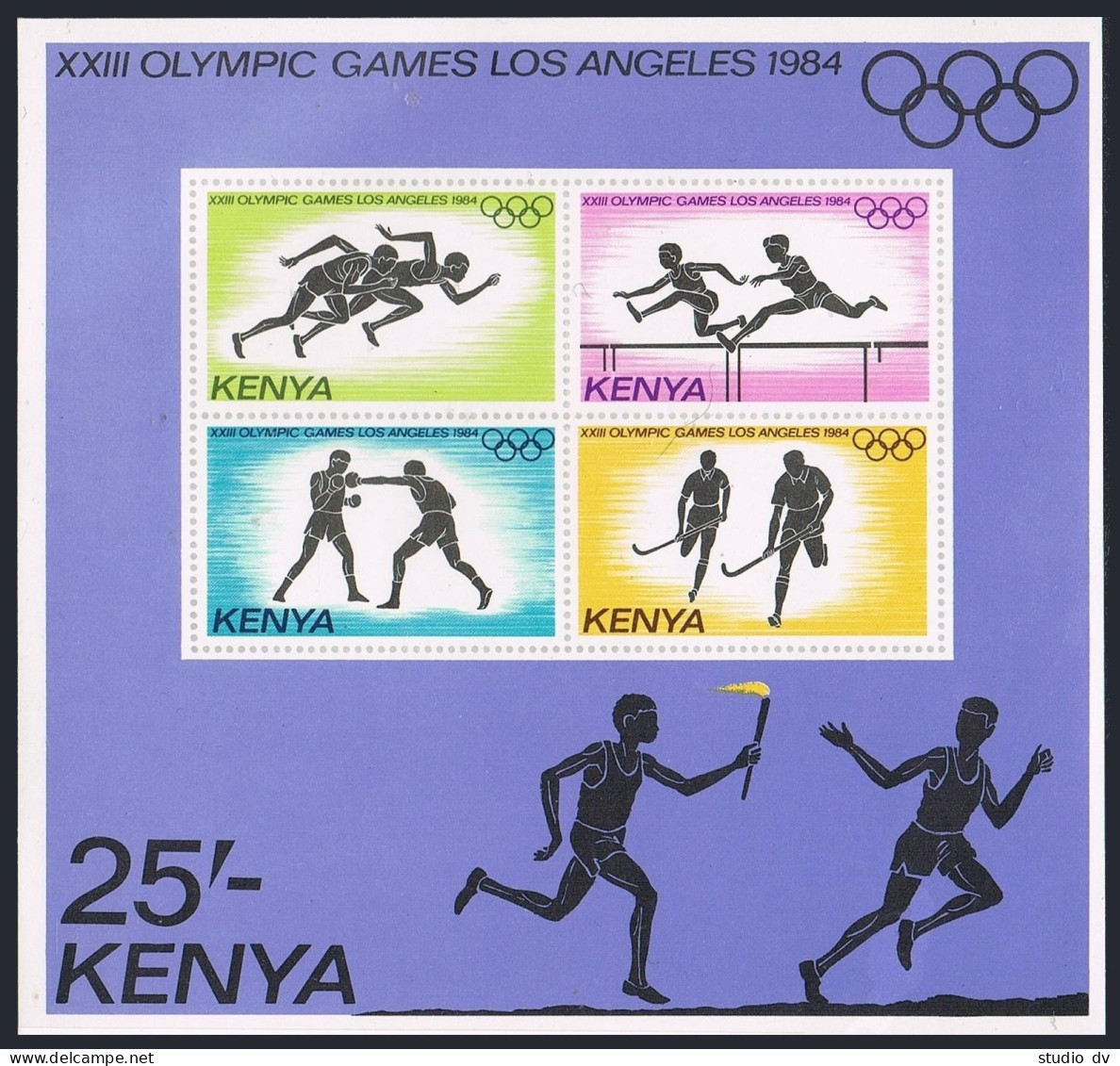 Kenya 301,MNH.Michel Bl.23. Olympics Los Angeles-1984.Runners,Hurdlers,Boxers, - Kenia (1963-...)