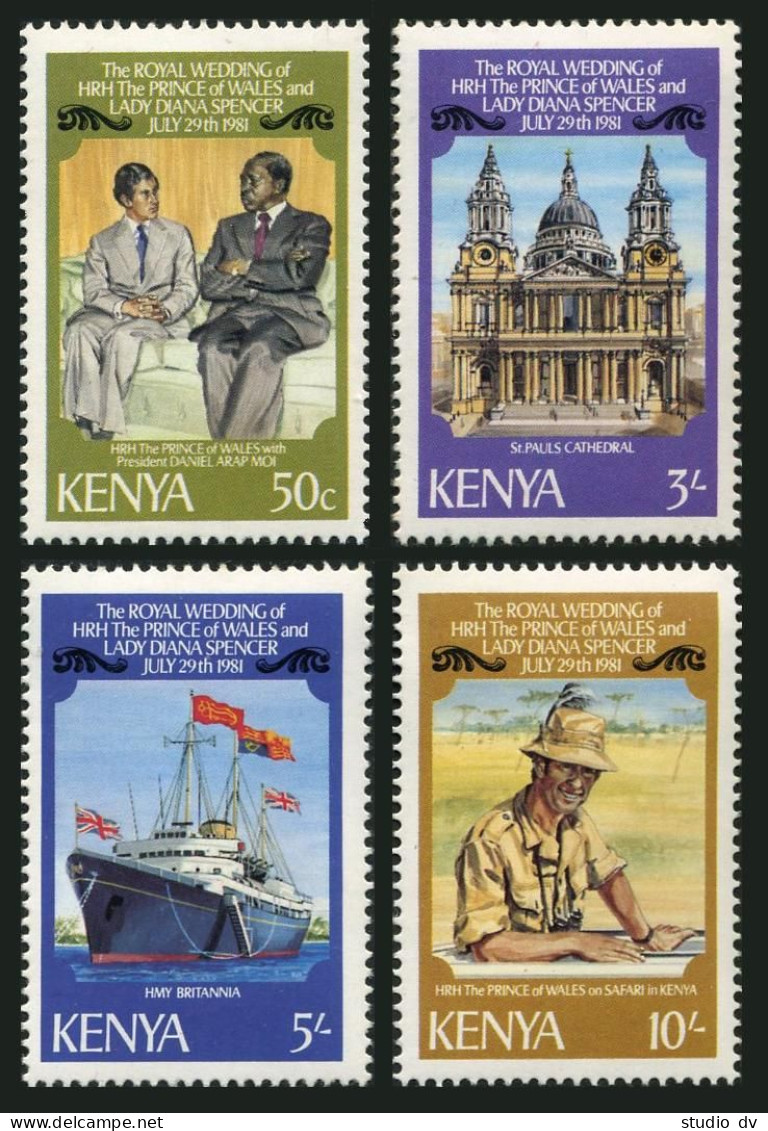 Kenya 194-197,198,MNH.Michel 192-195,Bl.16. Wedding 1981.Prince Charles-Diana. - Kenya (1963-...)