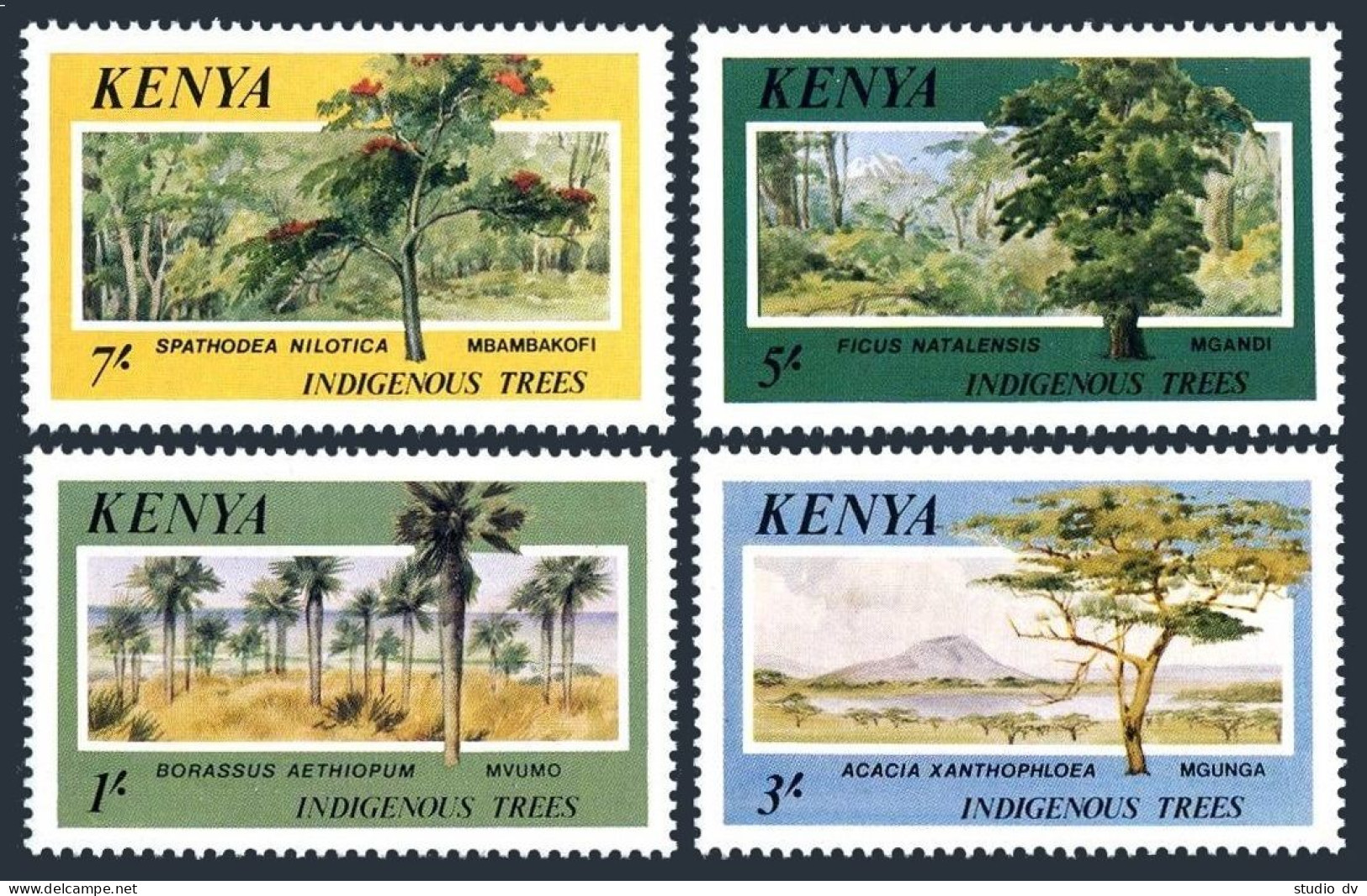 Kenya 360-363,364,MNH.Michel 352-355,Bl.27. Trees 1986,Glade. - Kenya (1963-...)