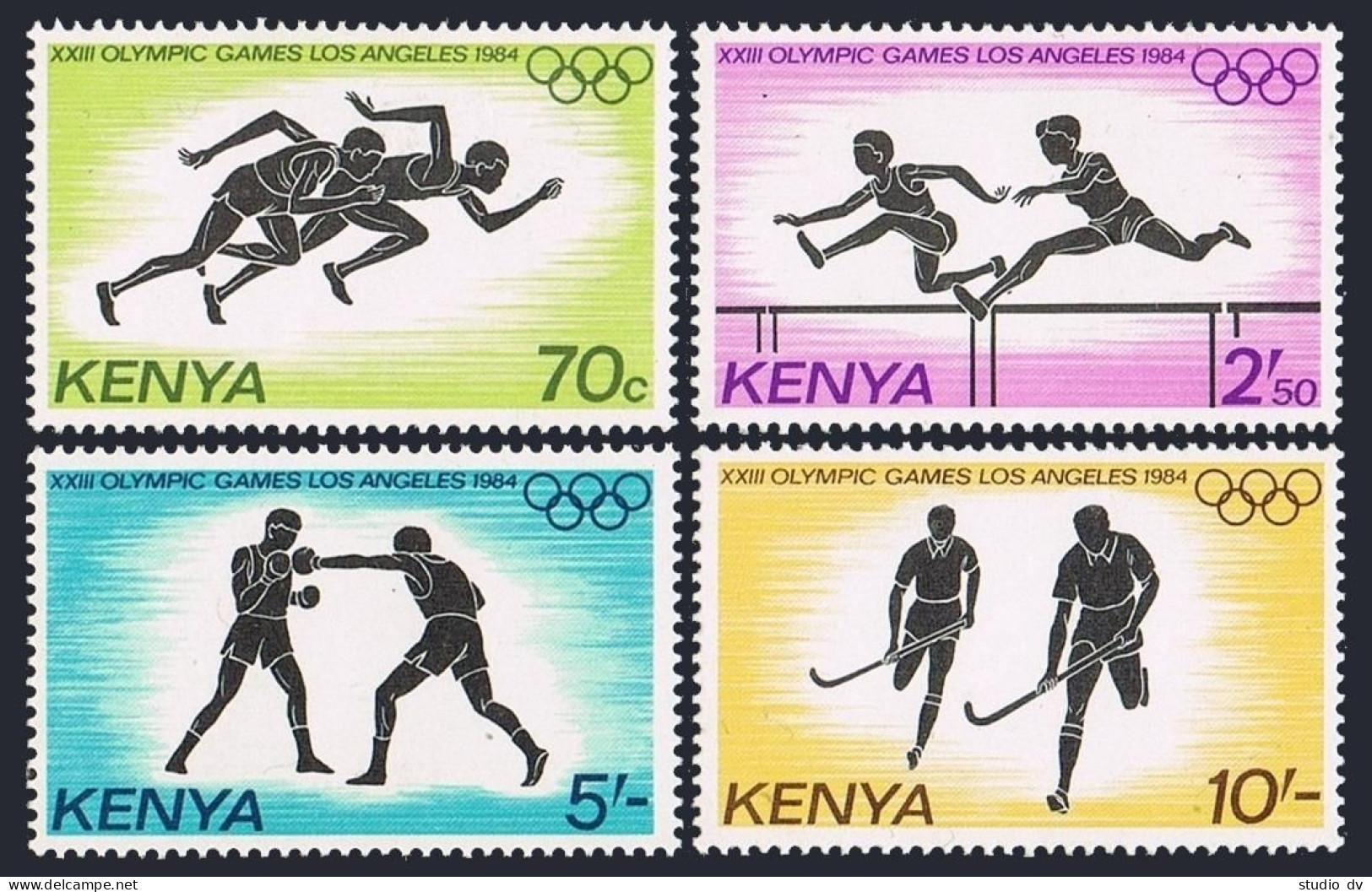 Kenya 297-300,301,MNH.Michel 292-295,Bl.23. Olympics Los Angeles-1984.Boxing, - Kenia (1963-...)