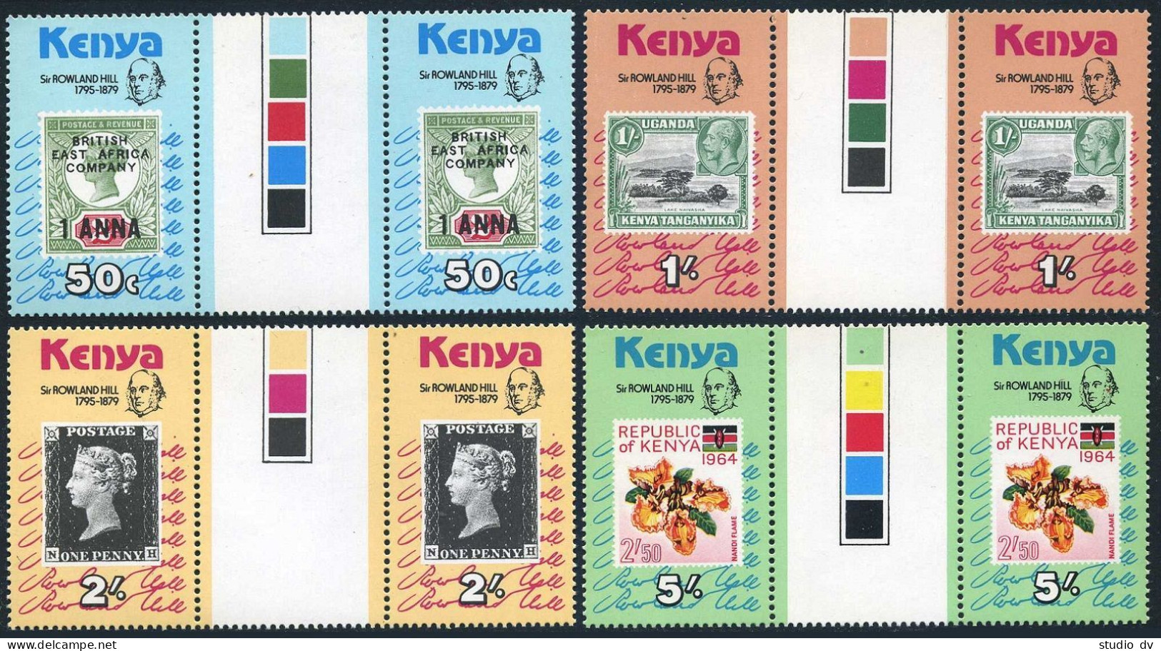 Kenya 154-157 Gutter,MNH.Michel 152-155. Sir Rowland Hill,1979.Lake,Flower, - Kenya (1963-...)