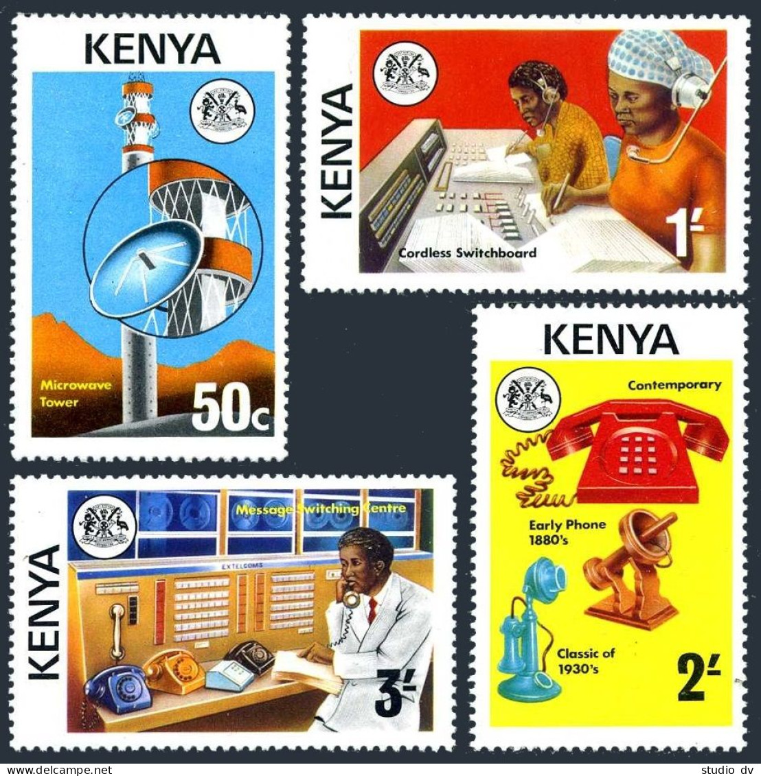 Kenya 56-59,59a Sheet,MNH. Telecommunication Development In East Africa,1976. - Kenya (1963-...)