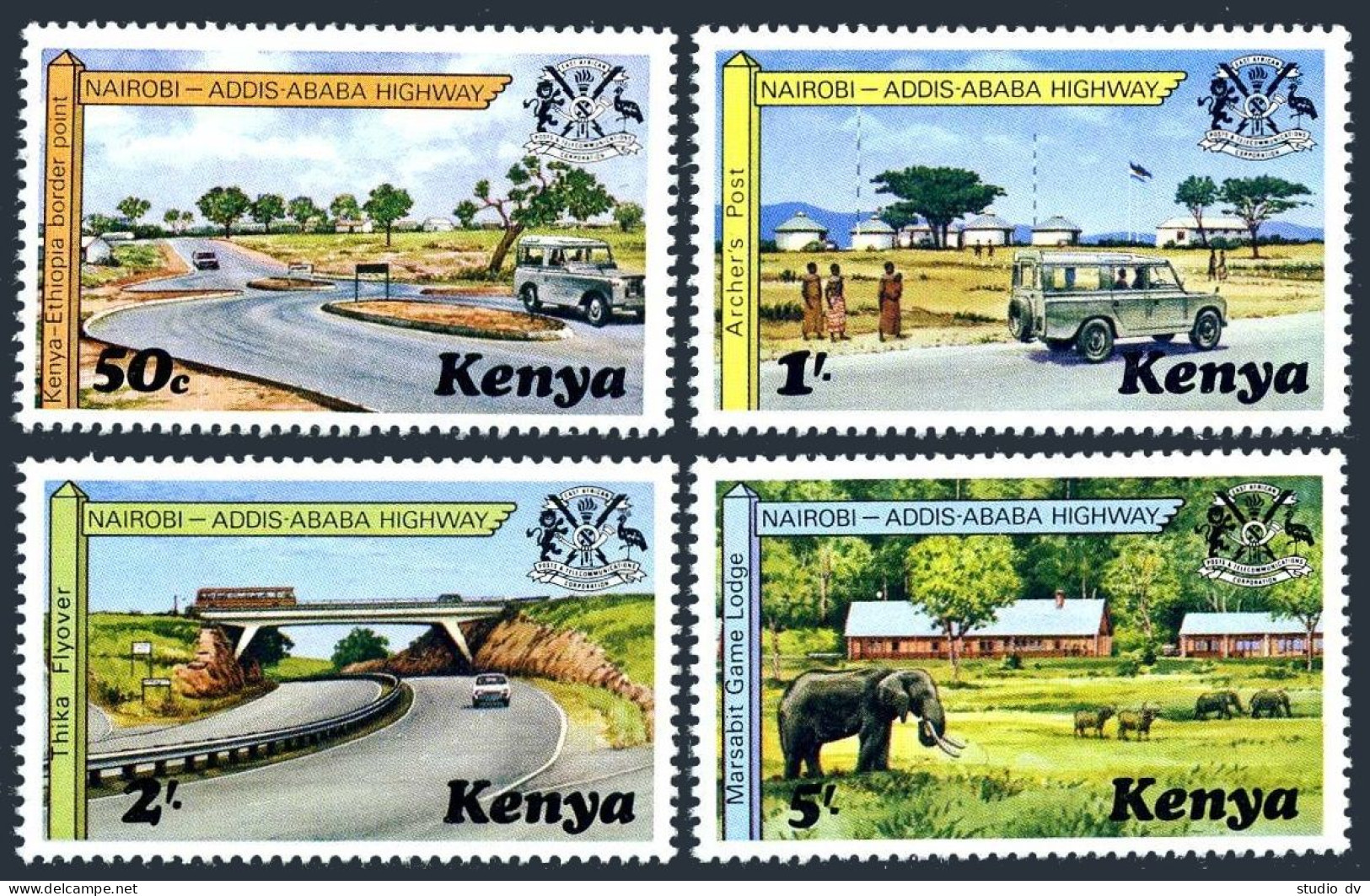 Kenya 94-97,97a,MNH.Michel 92-95,Bl.11. Nairobi-Addis Ababa Highway,1977.Animals - Kenya (1963-...)