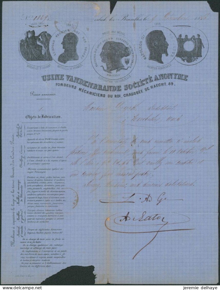 émission 1869 - N°30 Sur LAC Obl Double Cercle "St-Josse-Ten-Noode" > Mooerbeke / Usine - 1869-1883 Leopoldo II