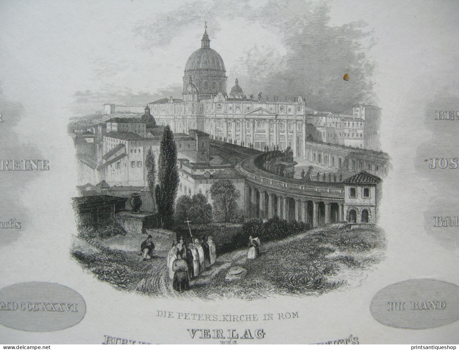 Italy 4x Antique Engraving Rome Vaticano Forum Genova Monte Viso - Estampes & Gravures