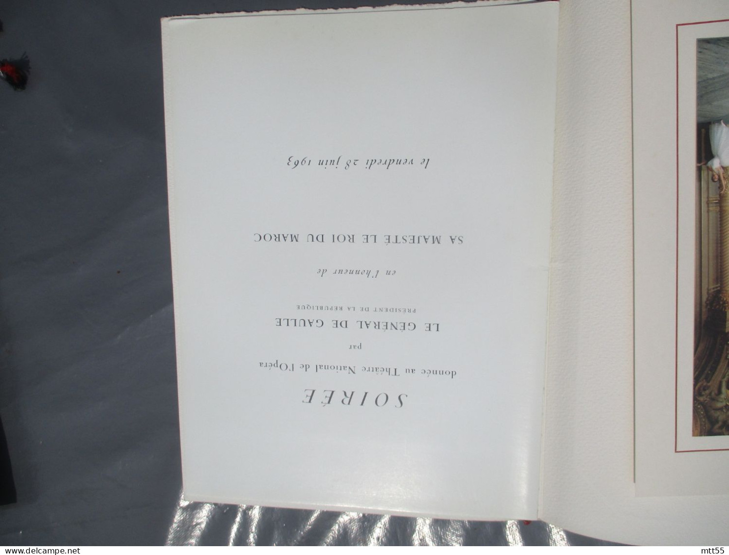 GENERAL DE GAULLE PROGRAMME SOIREE  OPERA Roi Maroc 1963 PLANCHE HORS TEXTE - Programs