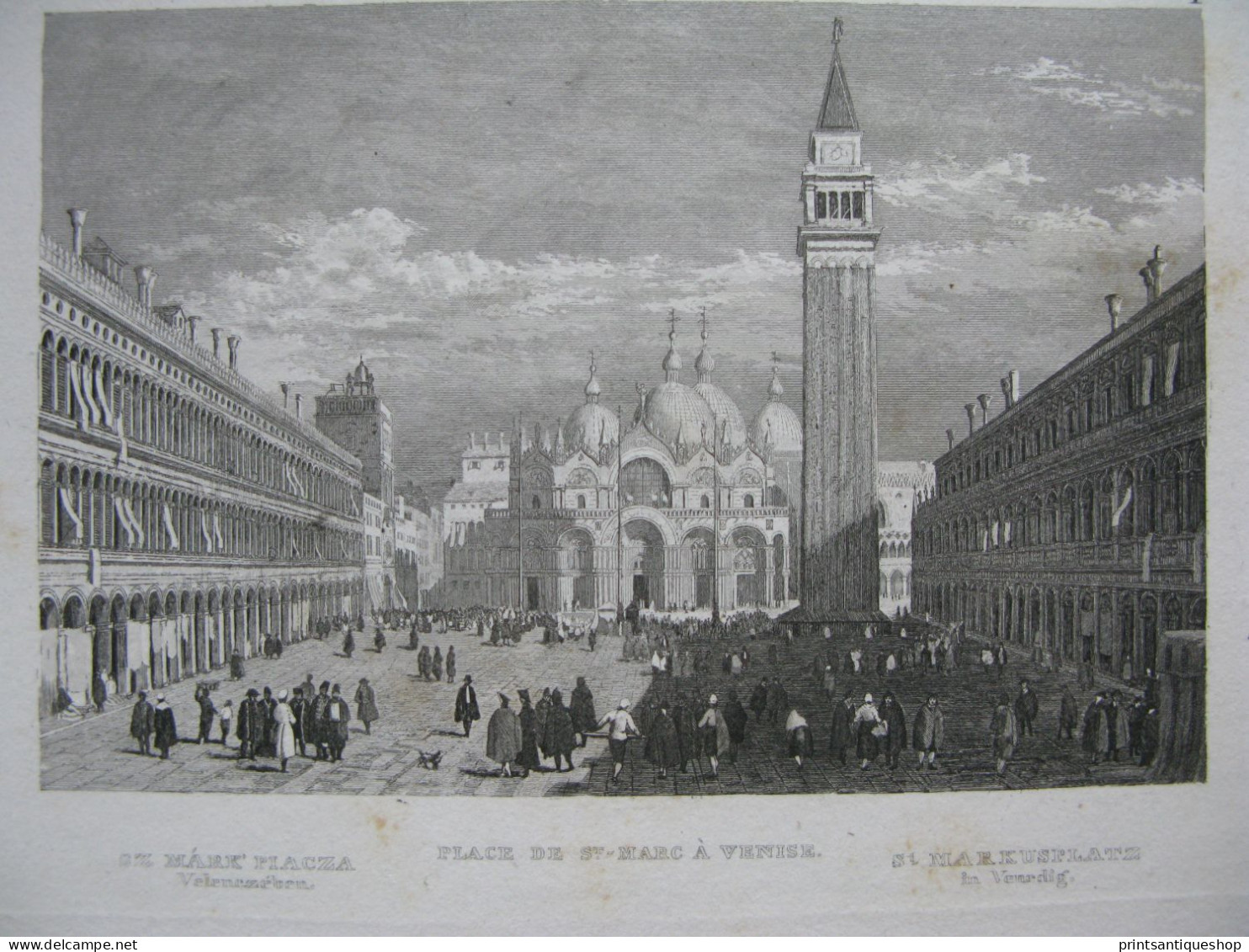 Italy 4x Antique Engraving Venice St Marco Averno Pisa Fenestrelle Val Clusone - Prenten & Gravure