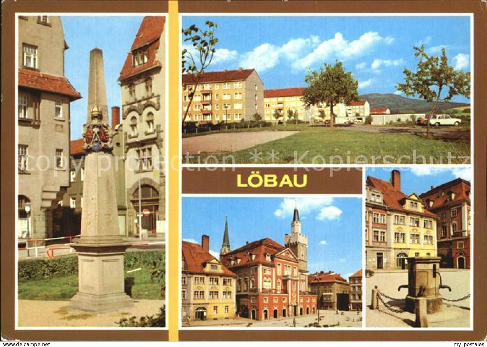 72535762 Loebau Sachsen Postmeilensaeule Loebauer Berg Rathaus Platz Der Befreiu - Loebau