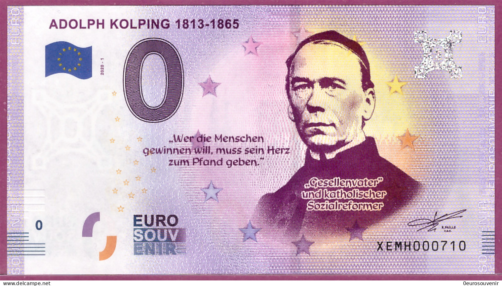 0-Euro XEMH 1 2020 ADOLPH KOLPING 1813-1865 - THEOLOGE - Essais Privés / Non-officiels