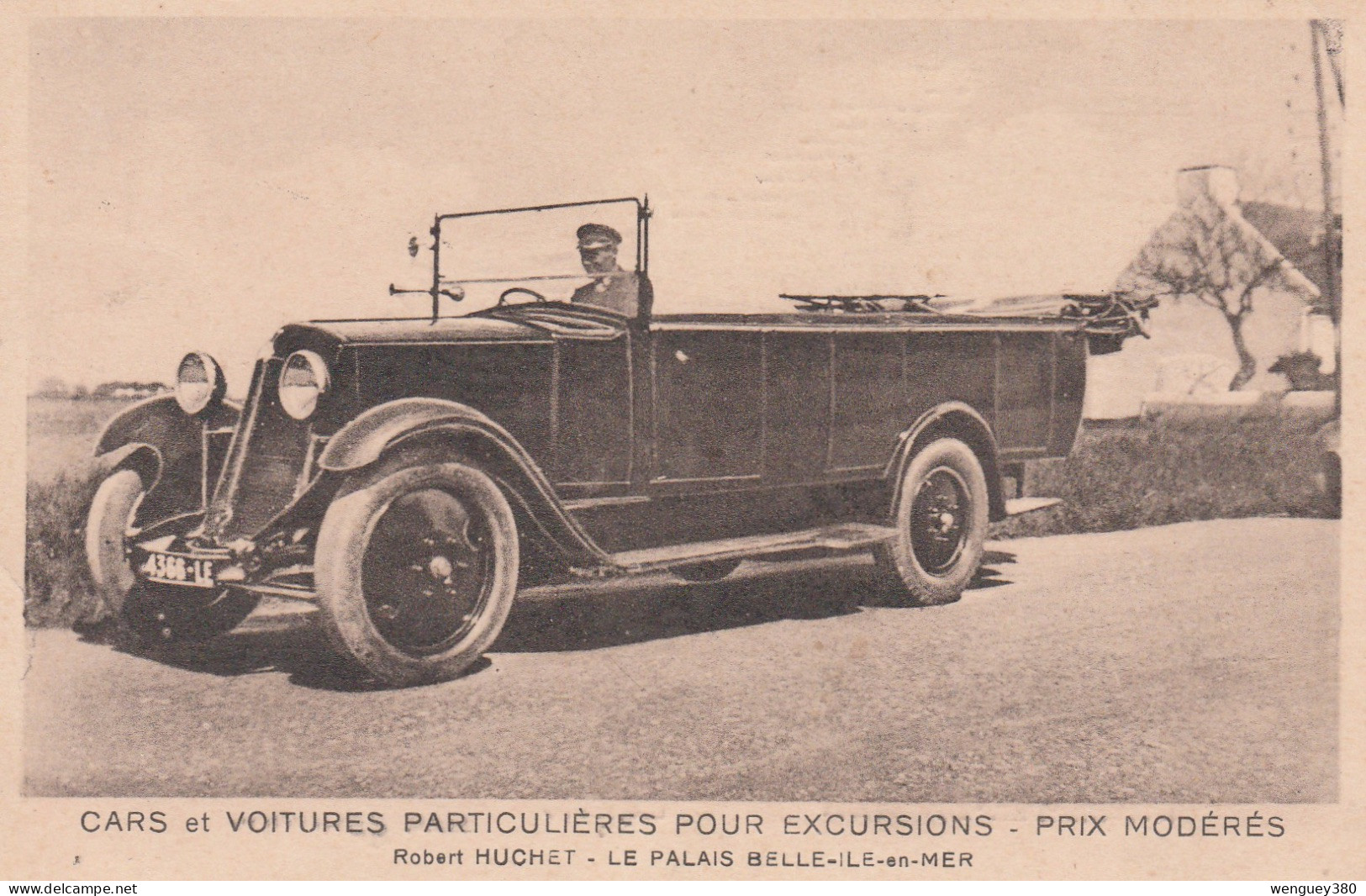 56 BELLE-ILE-en-MER   CARS Et VOITURES PARTICULIERES POUR EXCURSIONS Robert HUCHET.   TB PLAN Env. 1930  RARE - Belle Ile En Mer