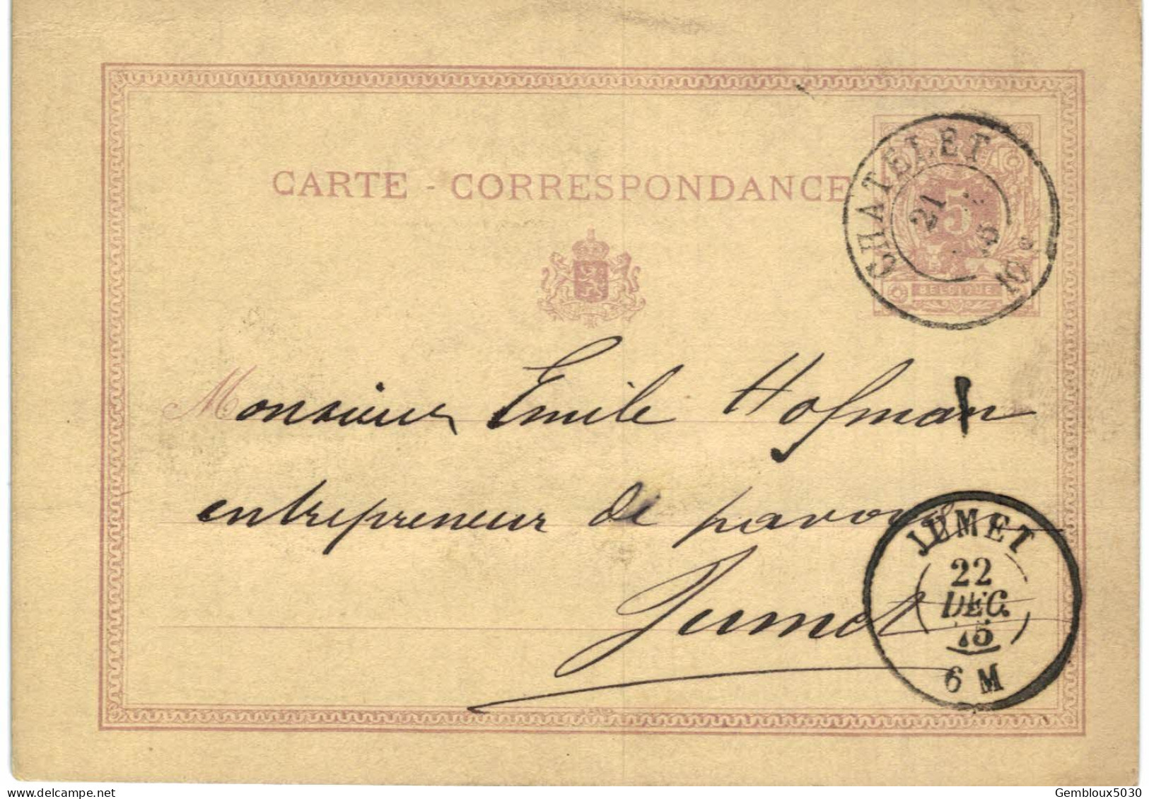 Carte-correspondance N° 28 écrite De Chatelet Vers Jumet - Letter-Cards