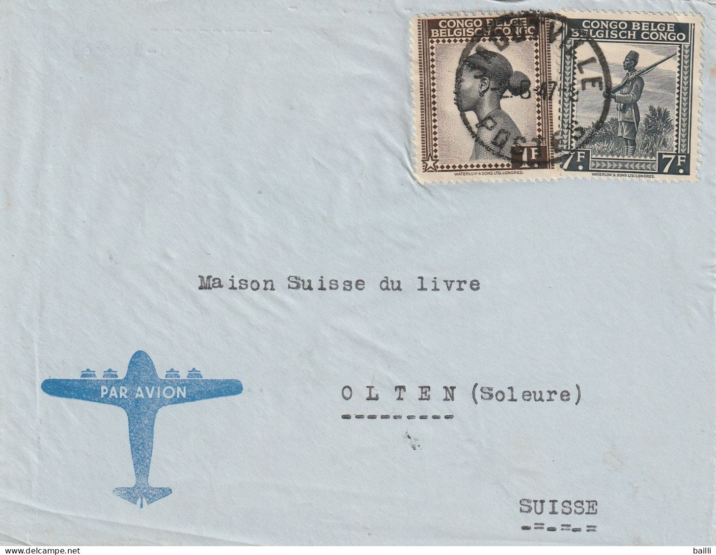 Congo Belge Lettre Pour La Suisse 1947 - Briefe U. Dokumente