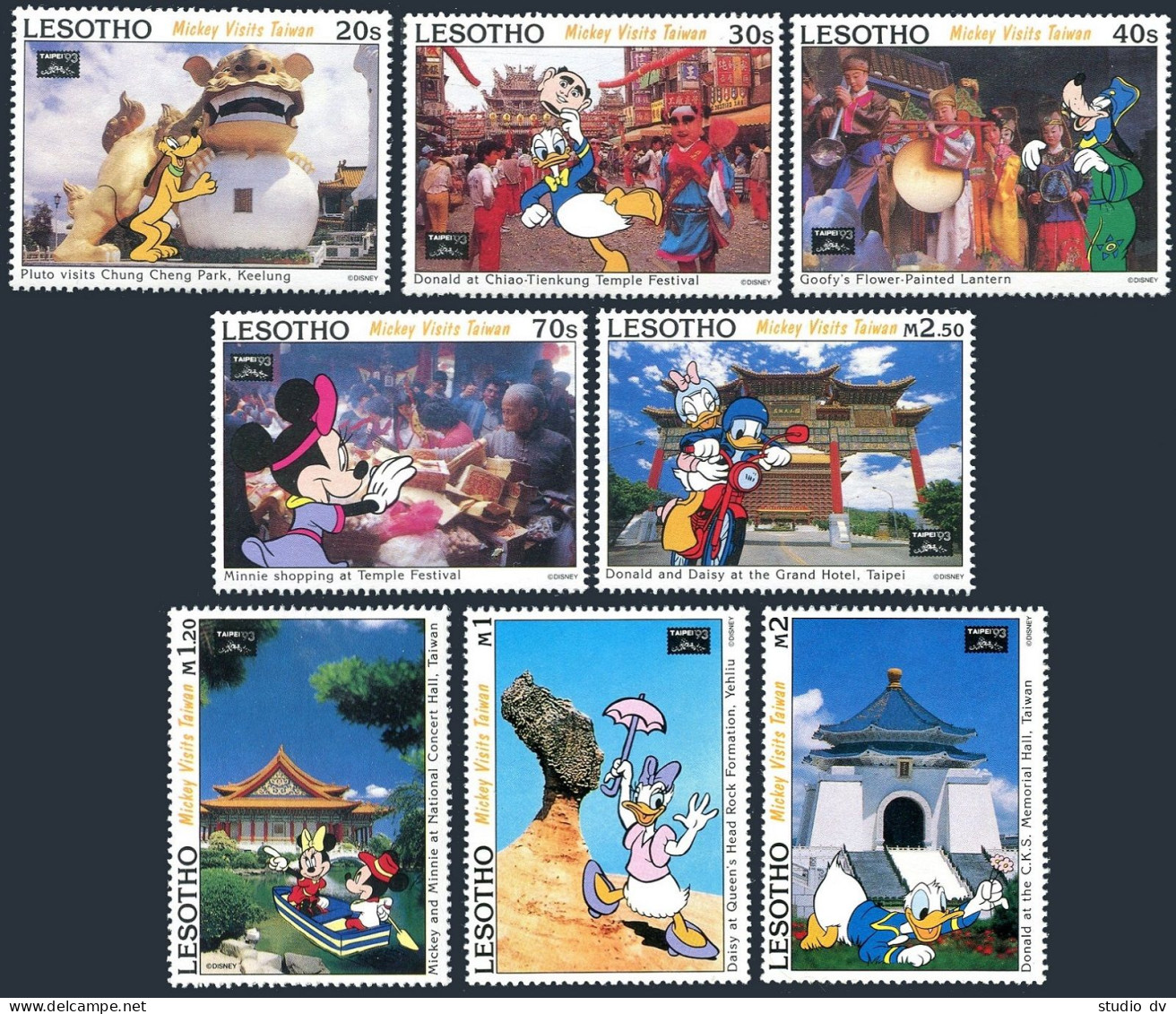 Lesotho 979-986, MNH. Mi 1071-1078. Taipei-1993. Disney Characters In Taipei, - Lesotho (1966-...)