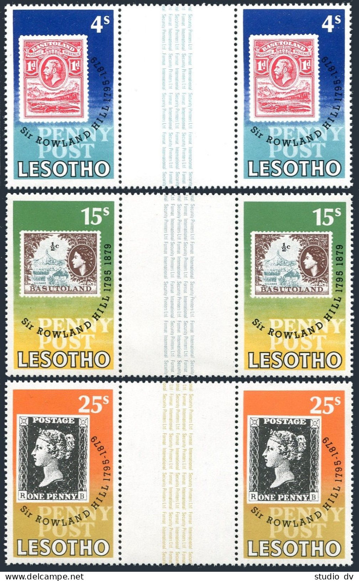 Lesotho 274-276 Gutter, 277, MNH. Mi 274-276,277 Bl.3. Sir Rowland Hill, 1979. - Lesotho (1966-...)