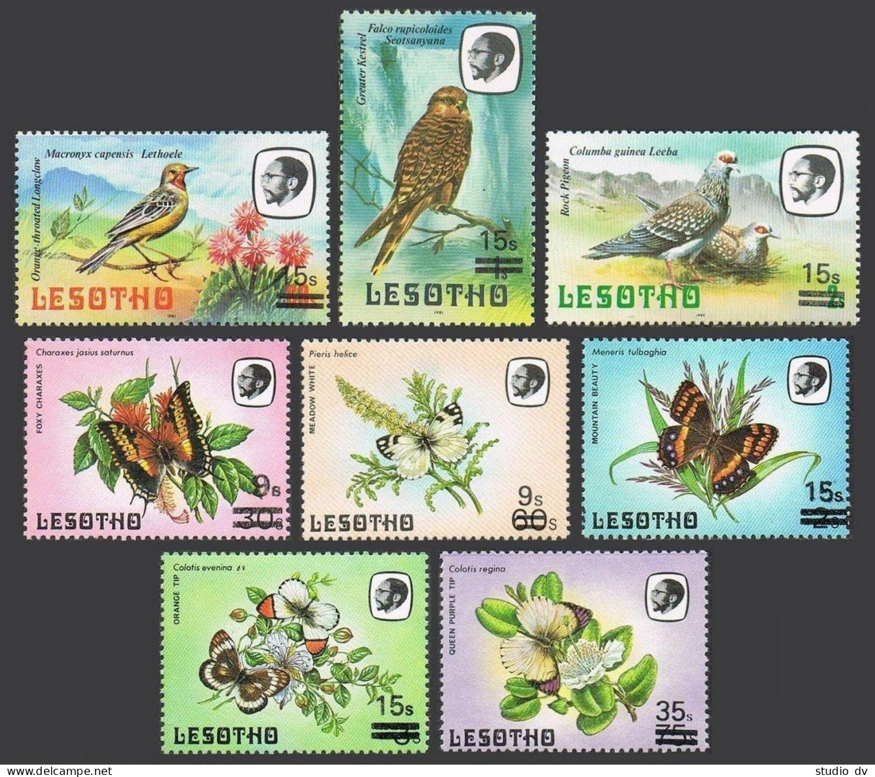 Lesotho  559-566,MNH.Michel 595-602. Butterflies 1984,Birds 1981,New Value 1986. - Lesotho (1966-...)