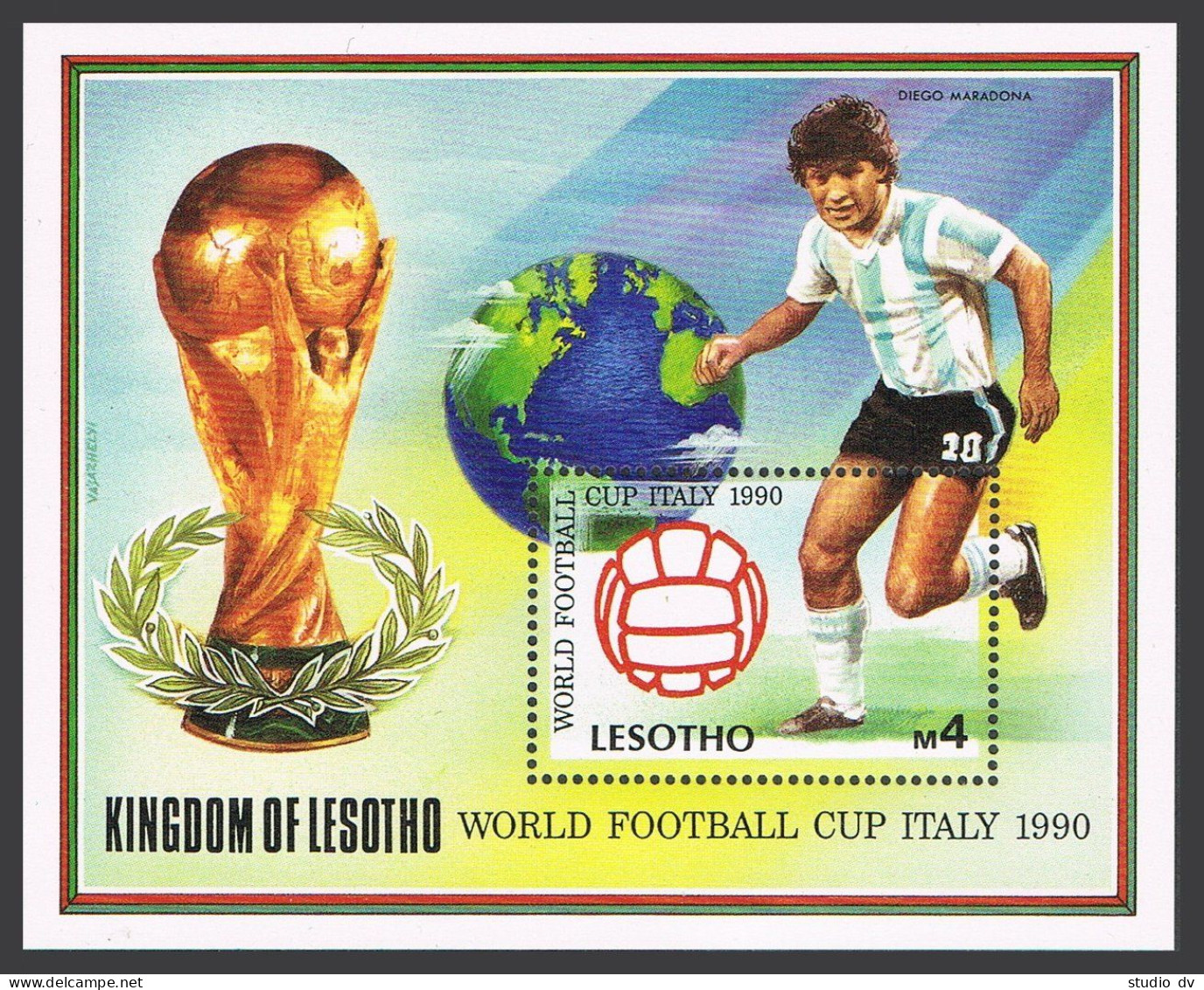 Lesotho 750-753,754,MNH.Michel 819-822,Bl.70. World Soccer Cup ITALY-1990. - Lesotho (1966-...)