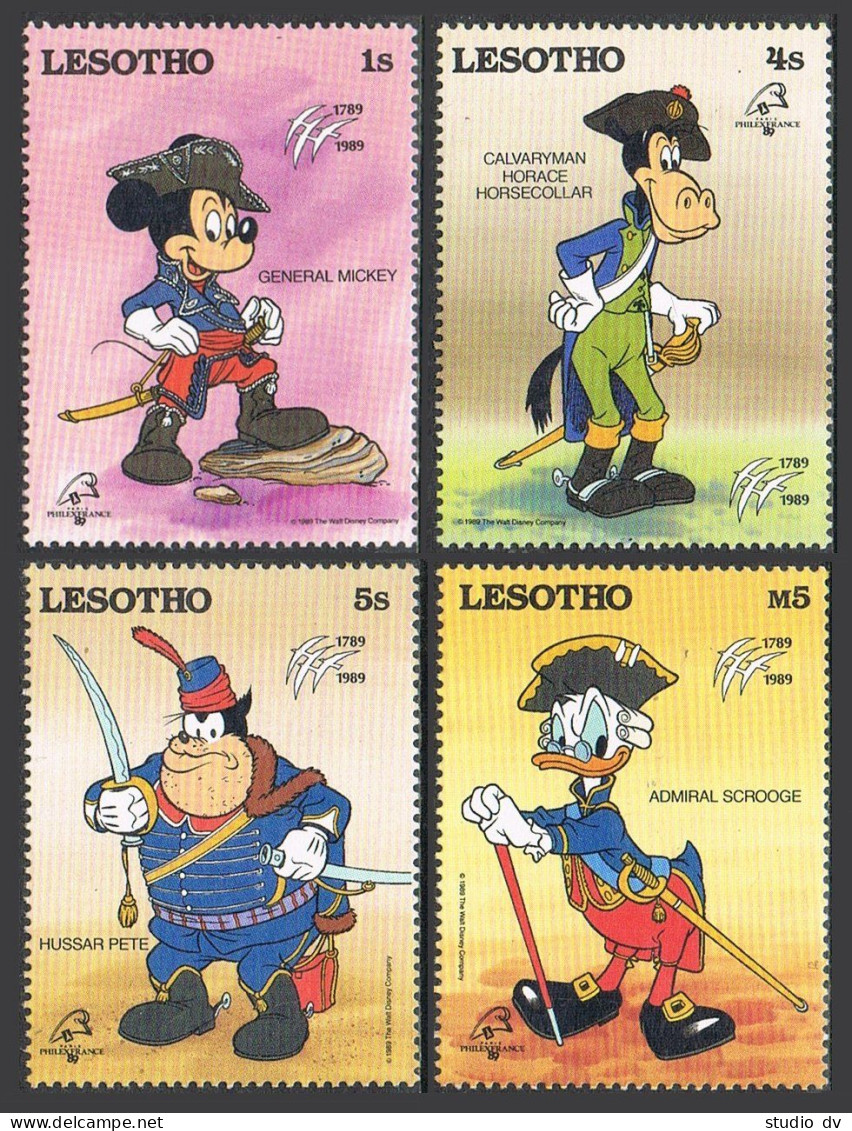 Lesotho 710/717,719,MNH. PHILEXFRANCE-1989,French Revolution,200.Walt Disney. - Lesotho (1966-...)