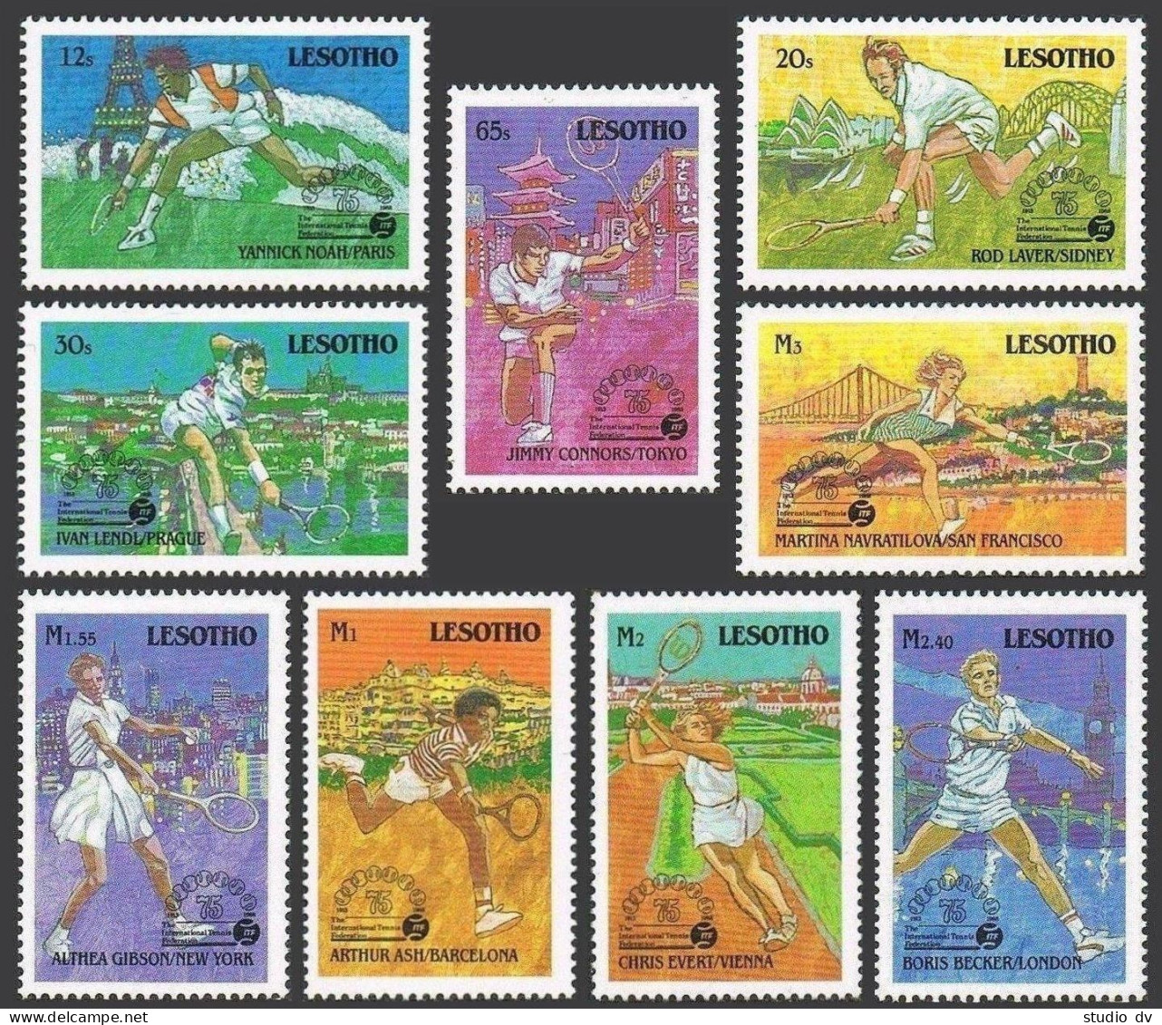 Lesotho 675-683,684,MNH.Michel 732-740,Bl.56. Tennis Champions,1988. - Lesotho (1966-...)