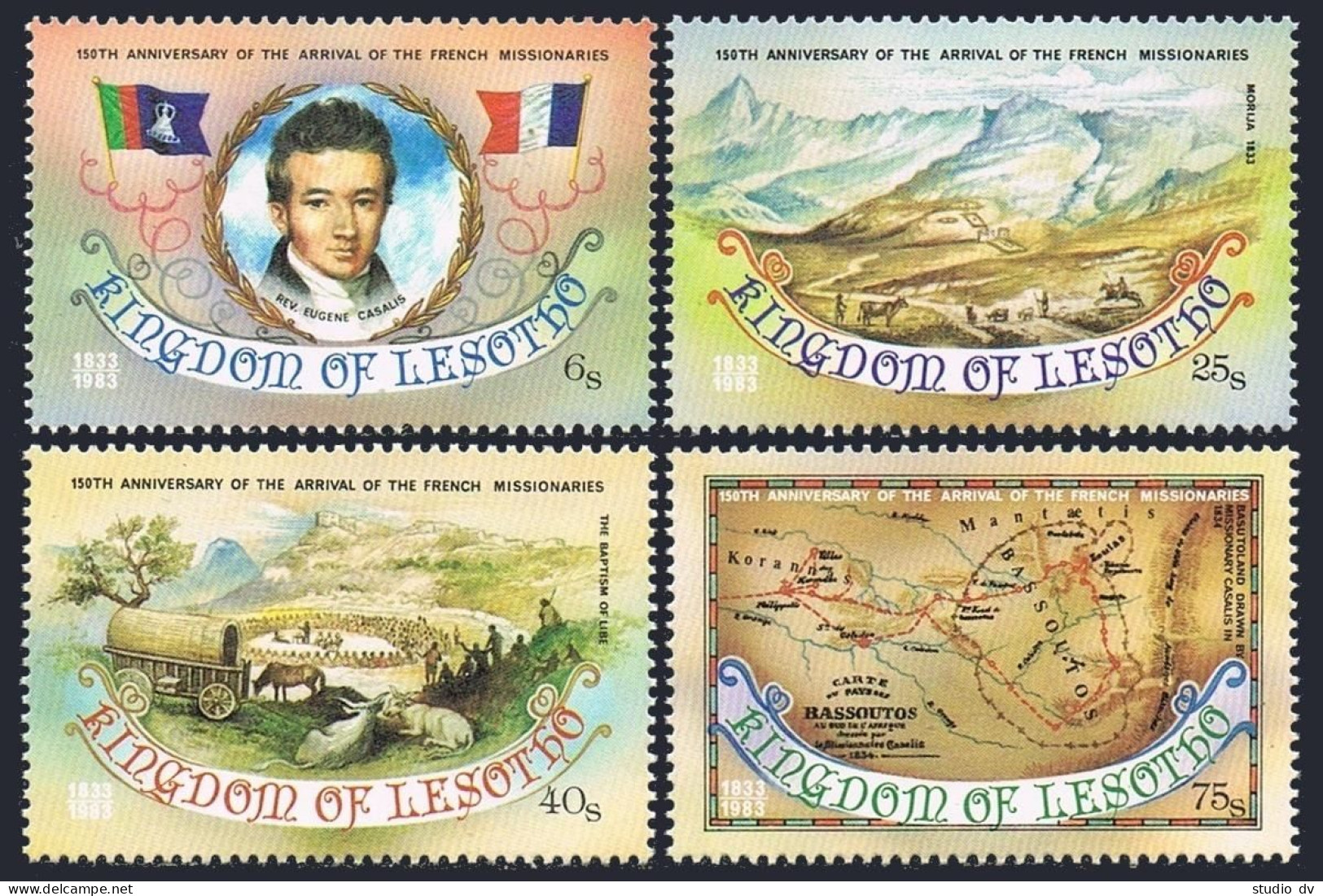 Lesotho 408-411, MNH. Mi 429-432. French Missionaries,150th Ann.1983. E.Casalis. - Lesotho (1966-...)