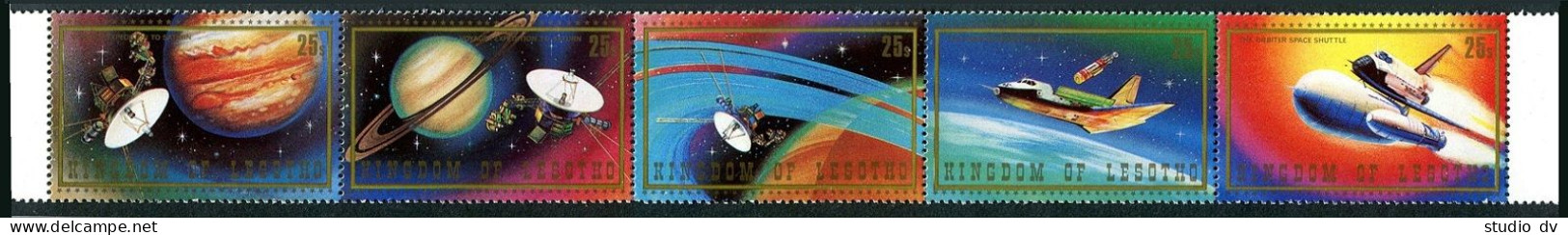 Lesotho 319 Ae Strip,MNH. Voyager Expedition To Saturn.Columbia Space Shuttle. - Lesotho (1966-...)