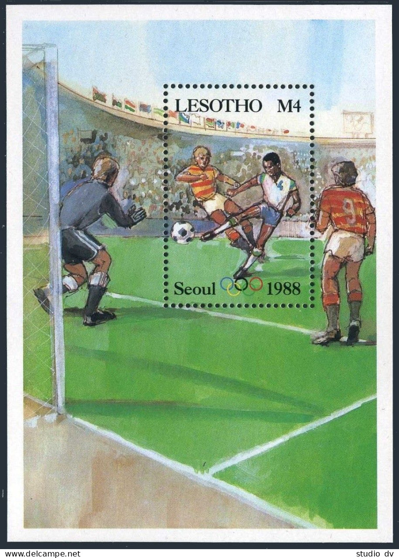 Lesotho 577A,MNH.Michel 629 Bl.40. Olympics Seoul-1988.Soccer. - Lesotho (1966-...)