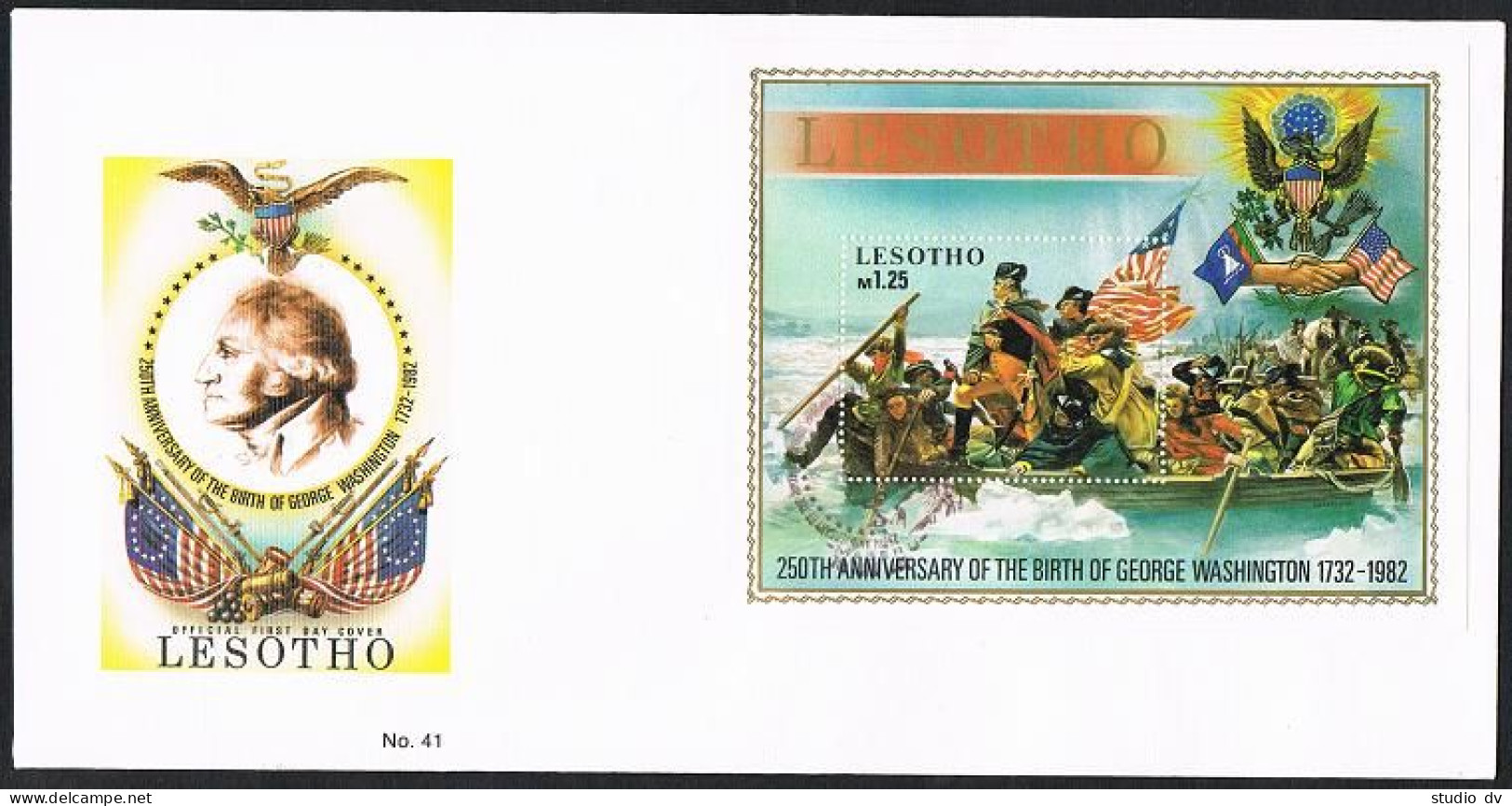 Lesotho 365-370,371,2 FDC.Michel 386-391,392 Bl.15. George Washington-250,1982. - Lesotho (1966-...)