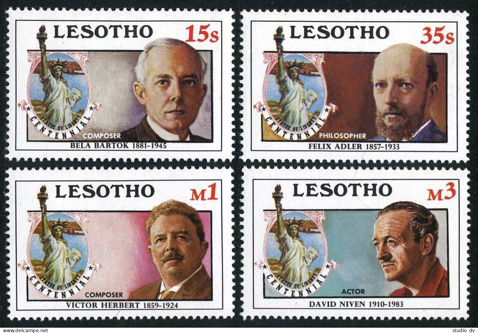 Lesotho 535-538,MNH. Statue Of Liberty-100,1986.Famous Emigrants:Composers. - Lesotho (1966-...)