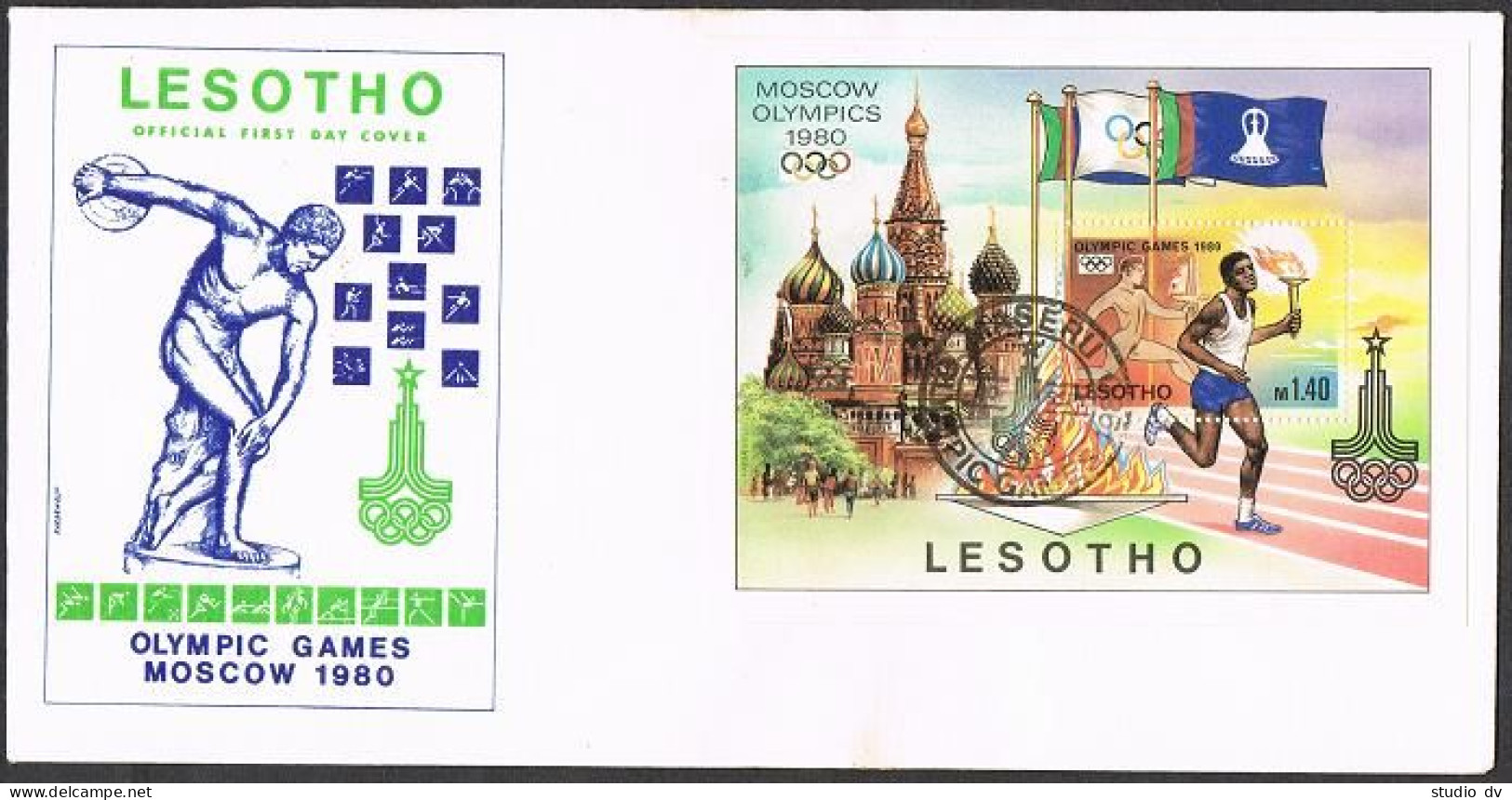 Lesotho 291-295,296,two FDC.Michel 291-295,Bl.5. Olympics Moscow-1980.Soccer, - Lesotho (1966-...)