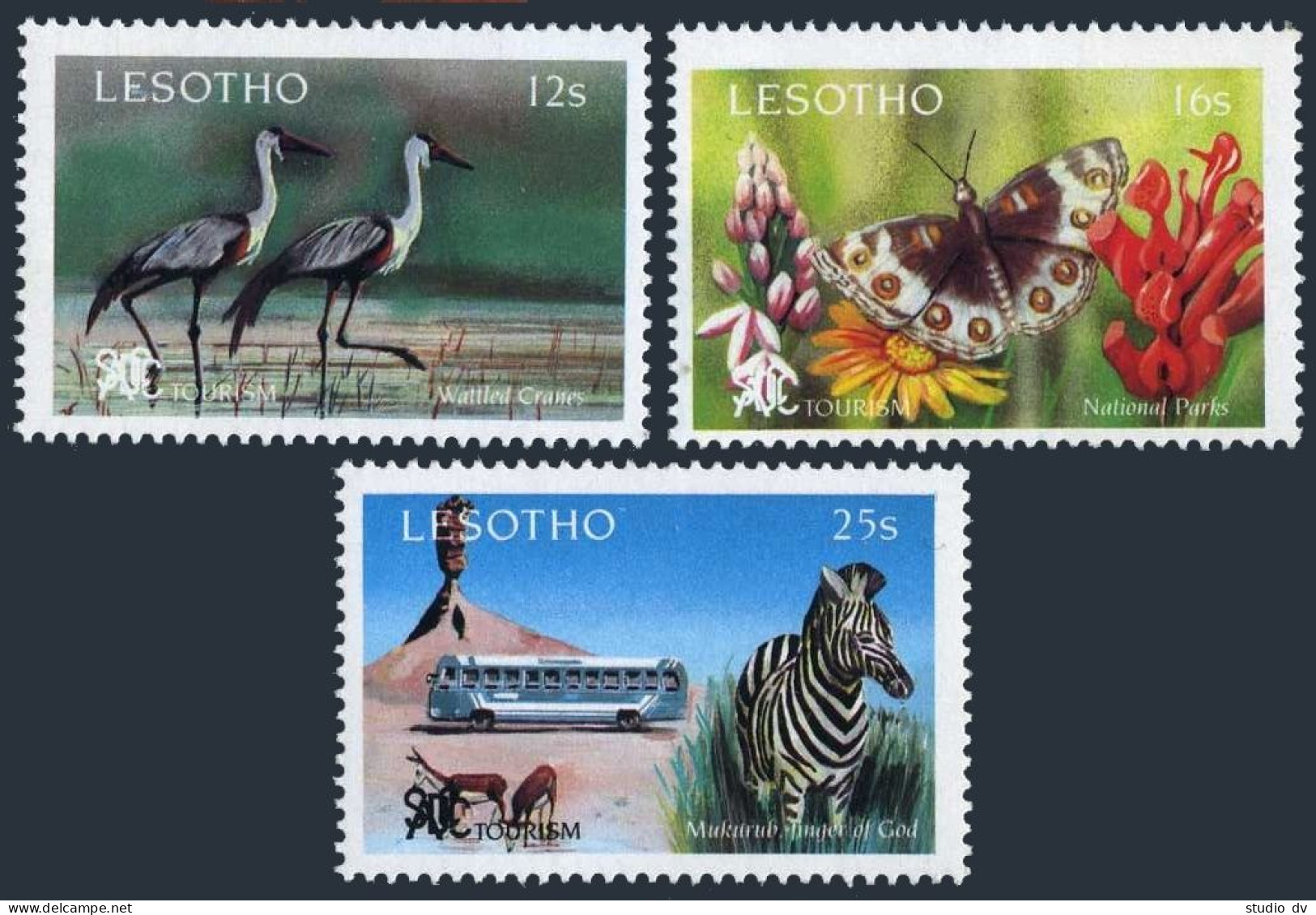 Lesotho 841-843,844 Sheet,MNH.Michel 911-913,Bl.81. SADCC-10.Cranes,Butterfly, - Lesotho (1966-...)