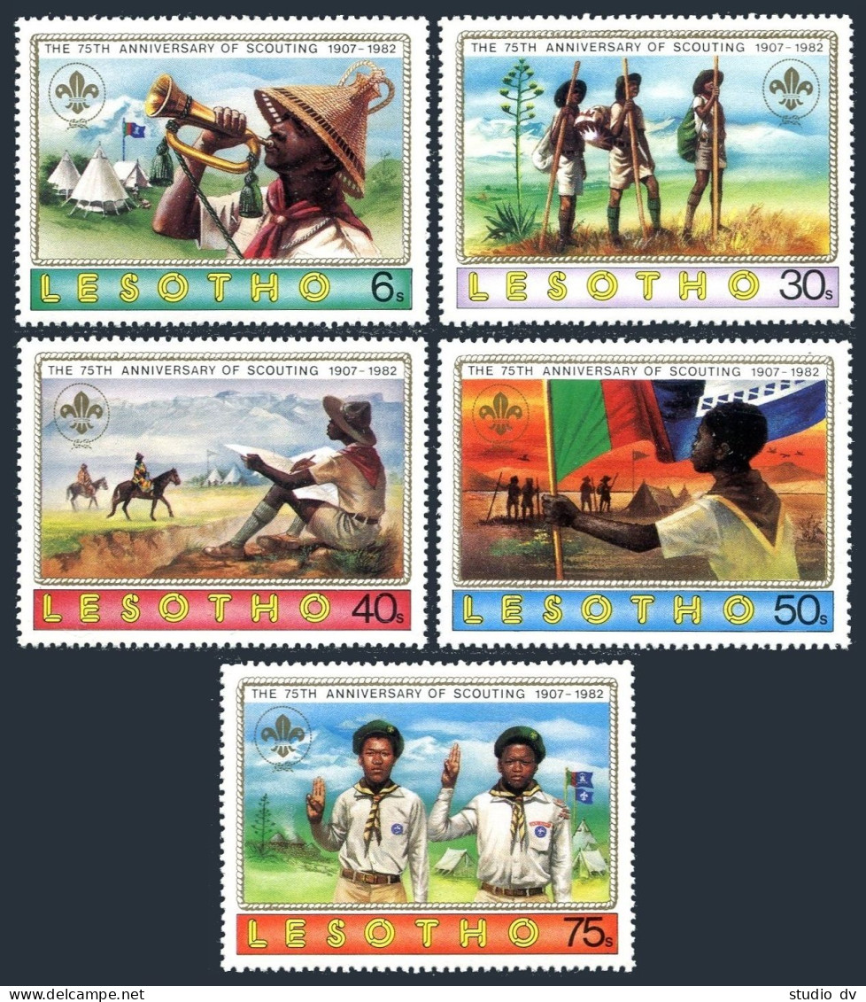 Lesotho 357-361 Sheets,MNH.Michel 367-371 Bogens. Scouting Year 1982.Flags,  - Lesotho (1966-...)