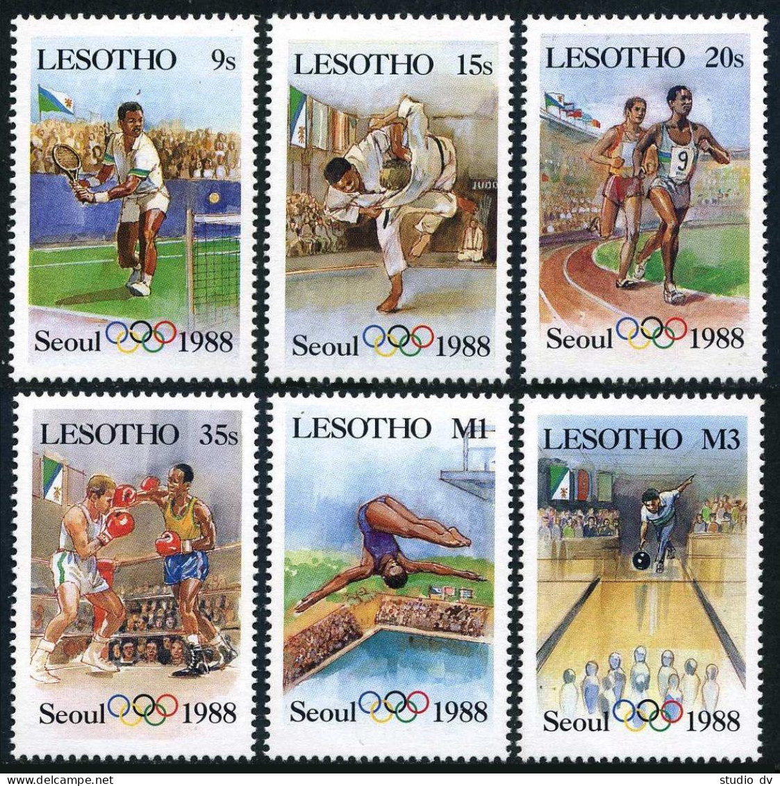 Lesotho 571-576,577-577A,MNH.Michel 622-627,Bl.39-40. Olympics Seoul-1988.Tennis - Lesotho (1966-...)