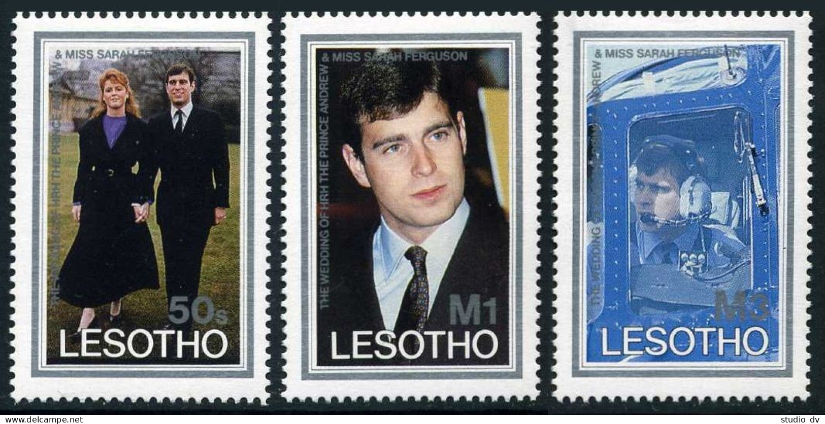 Lesotho 545-547,548,MNH.Michel 604-606,Bl.36. Prince Andrew,Sarah Ferguson,1986. - Lesotho (1966-...)
