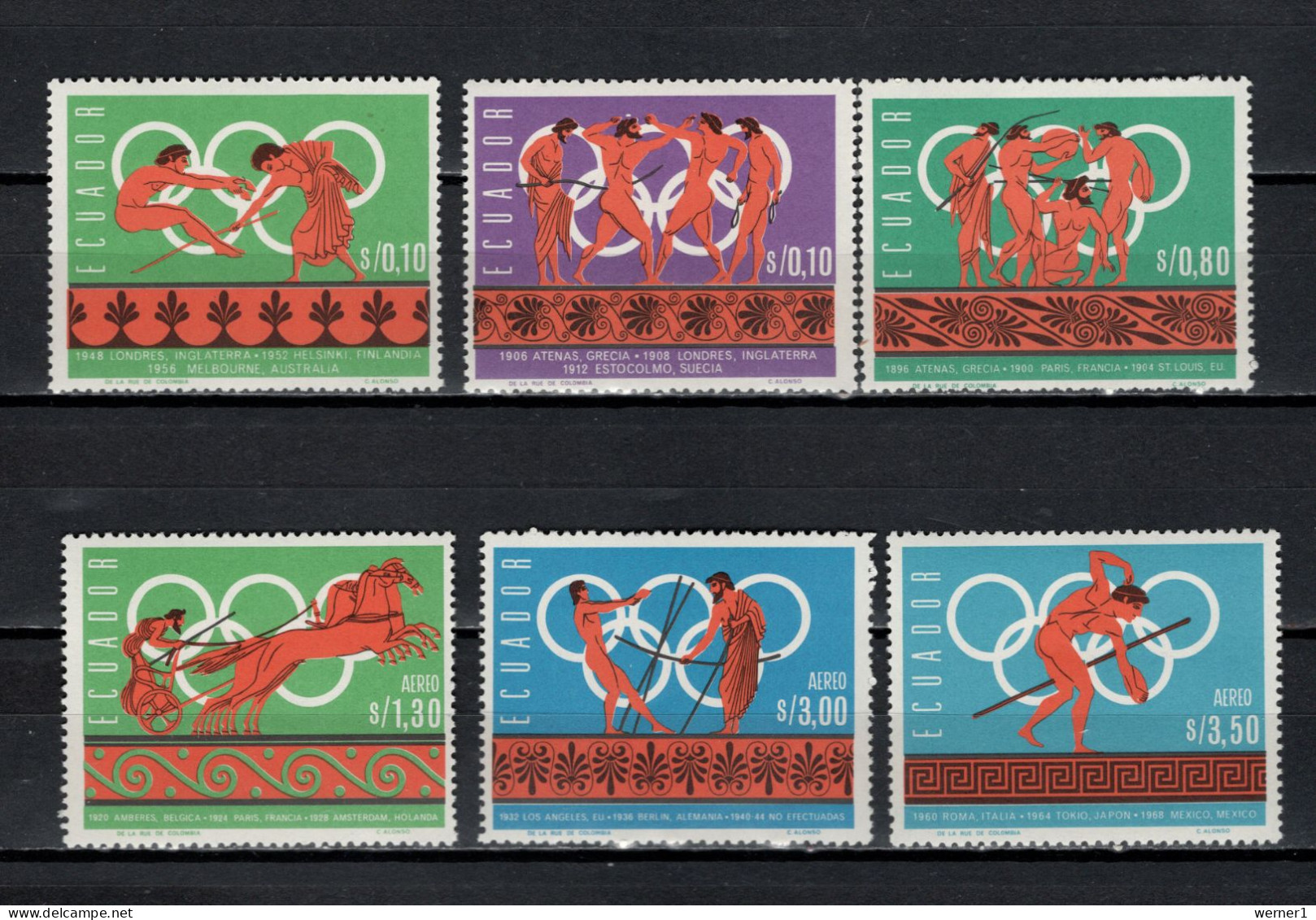 Ecuador 1966 Olympic Games Mexico Set Of 6 MNH - Summer 1968: Mexico City