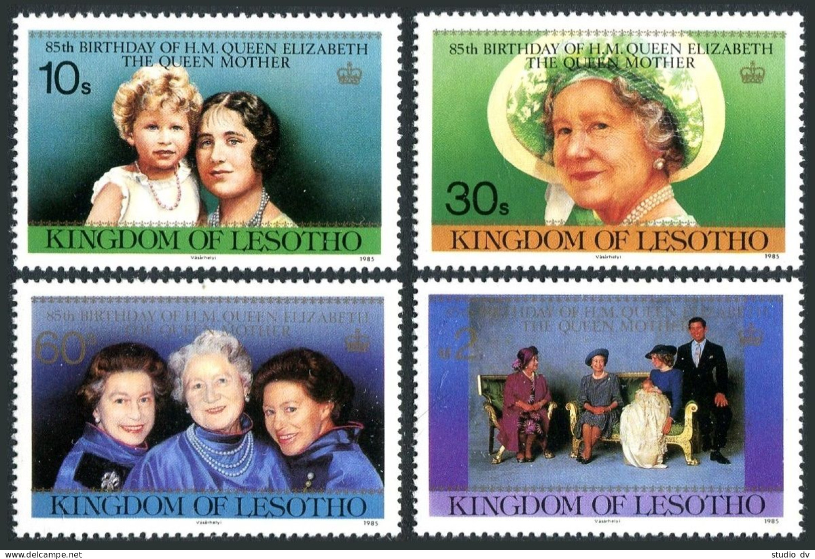 Lesotho 470-473, MNH. Mi 514-517. Queen Mother, 85th Birthday,1985. Photographs. - Lesotho (1966-...)