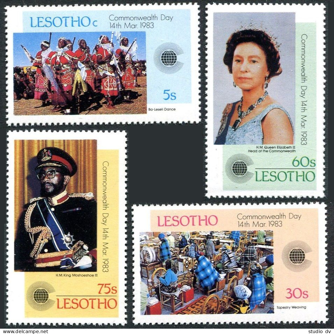 Lesotho 394-397,MNH.Michel 415-418. Commonwealth Day,1983.Ba-Leseli Dance,QE II. - Lesotho (1966-...)