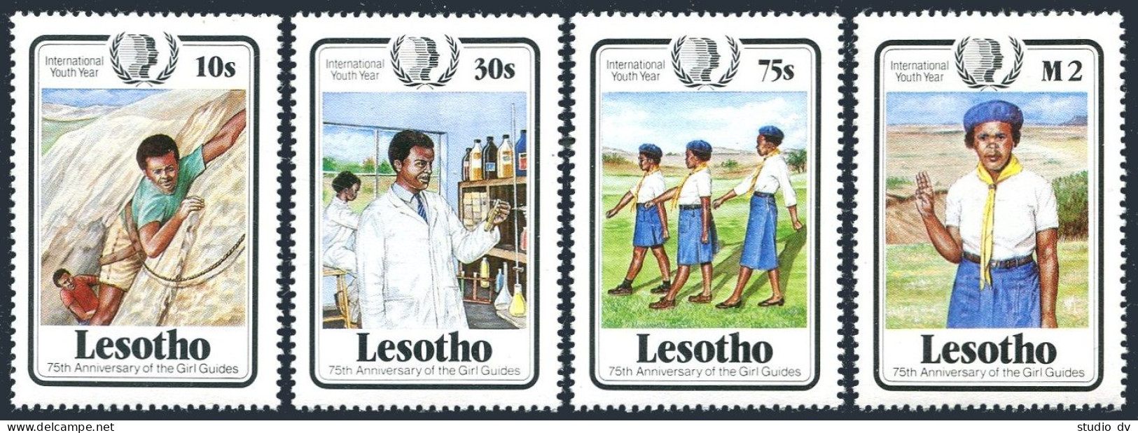 Lesotho 487-490,491,MNH.Michel 531-534,Bl.27.  Youth Year IYY-1985.Scouts,Powell - Lesotho (1966-...)