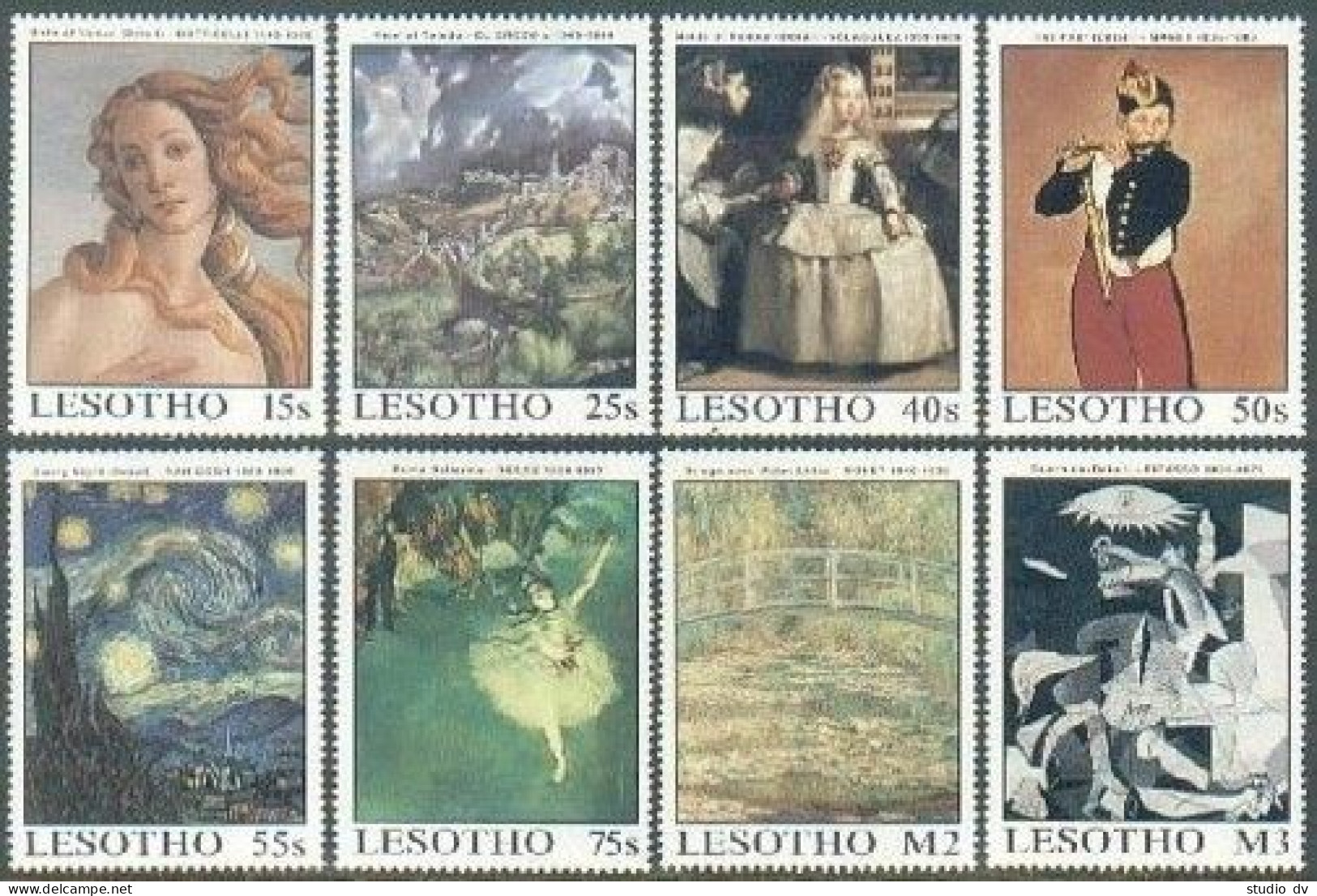 Lesotho 660-667,MNH.Michel 717-724. Painting By Botticelli,El Greco,Velazques, - Lesotho (1966-...)