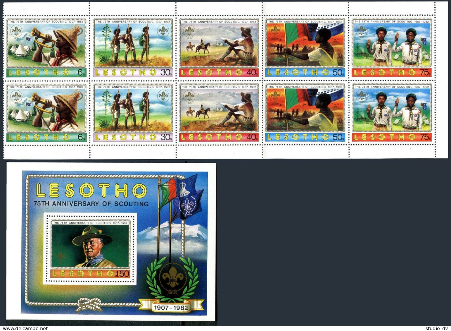 Lesotho 357-361a,362 Booklet Pane,MNH.Michel 367-372 MH. Scouting Year-1982. - Lesotho (1966-...)
