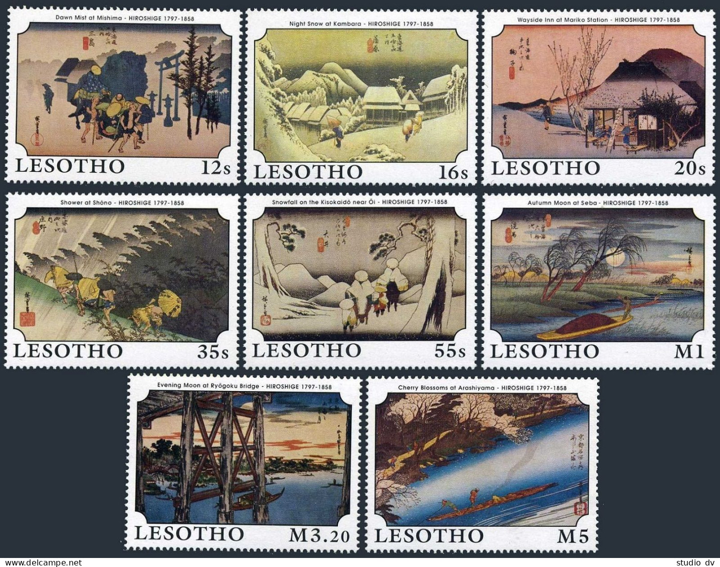 Lesotho 700-709,MNH.Michel 757-764,Bl.60-61. Emperor Hirohito Memory.Hiroshire. - Lesotho (1966-...)