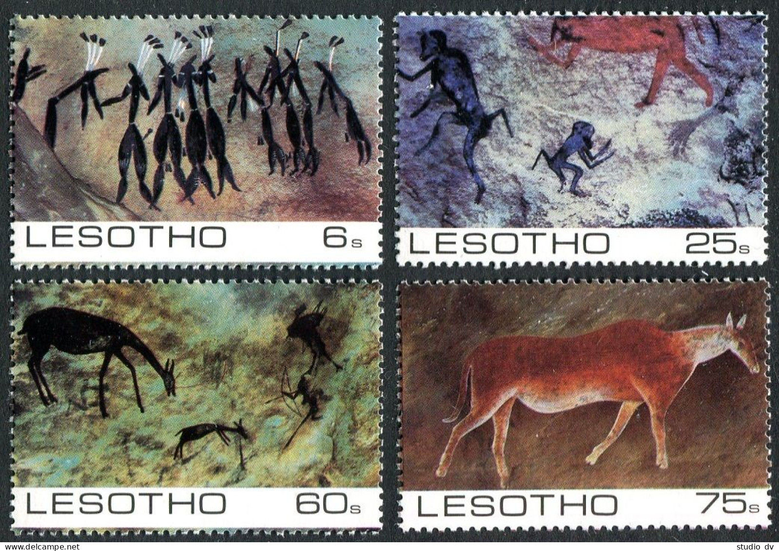 Lesotho 398-401,MNH.Michel 419-422. Rock Painting-Hunting Scenes 1983. - Lesotho (1966-...)
