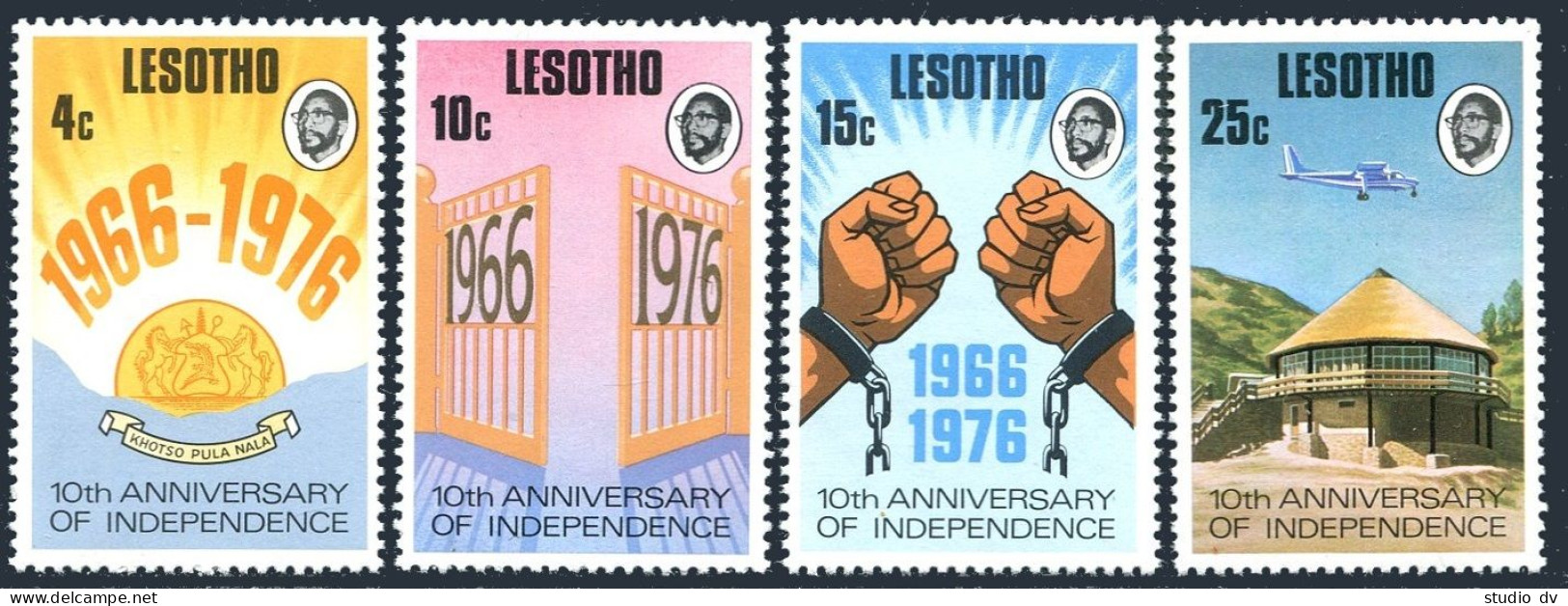 Lesotho 213-216 MNH.Michel 213-216. Independence-10,1976.Sun,Plane. - Lesotho (1966-...)