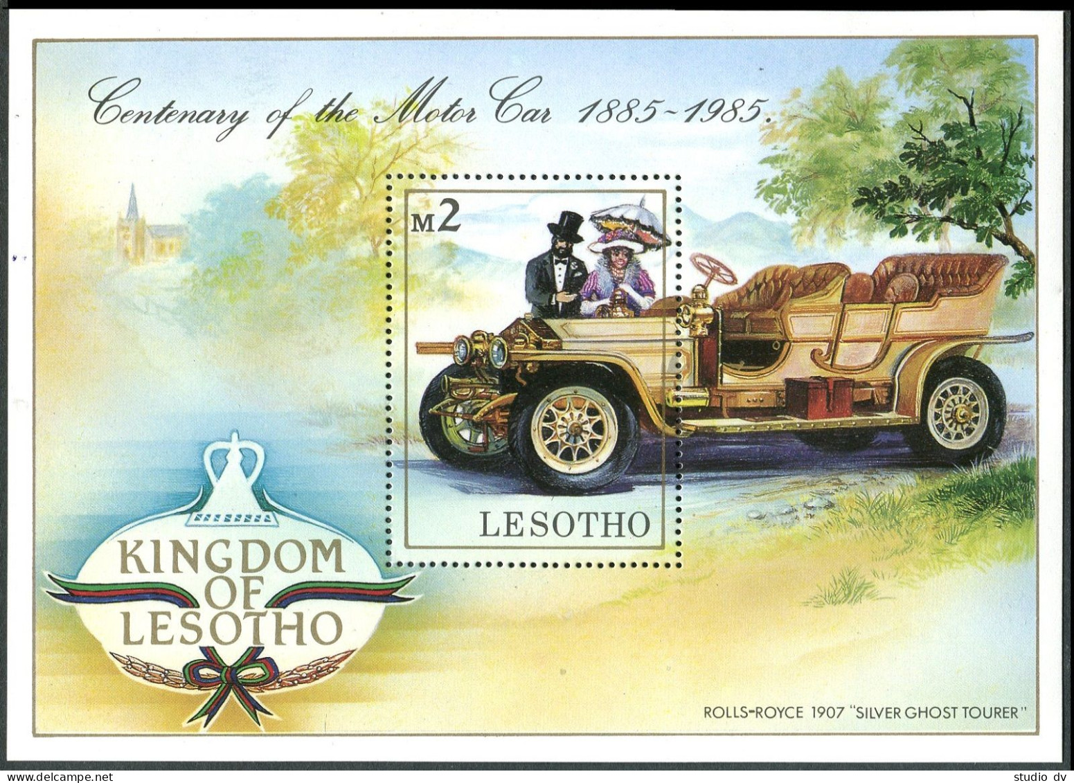 Lesotho 475-479,480,MNH.Michel 519-523,Bl.26. Automobile-100,1985.Luxury Cars. - Lesotho (1966-...)